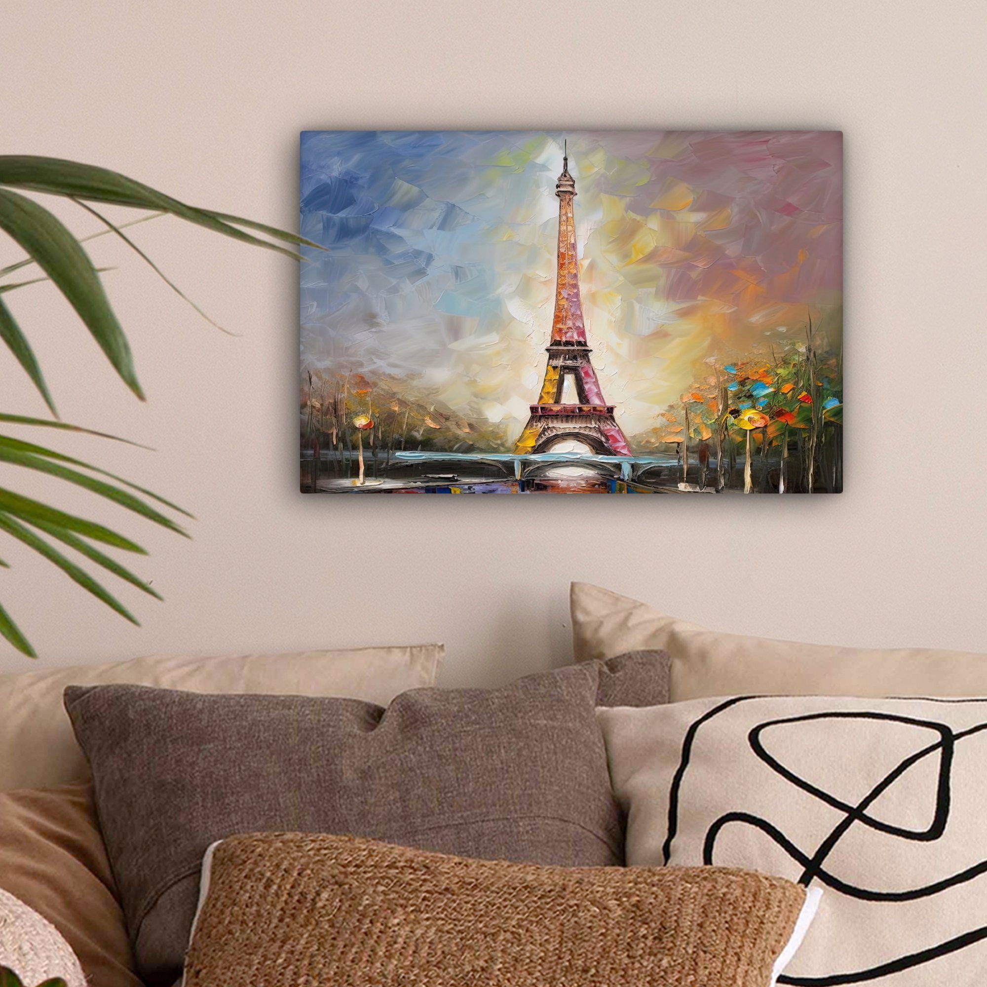 OneMillionCanvasses® Leinwandbild Eiffelturm - Ölfarbenoptik - günstig online kaufen