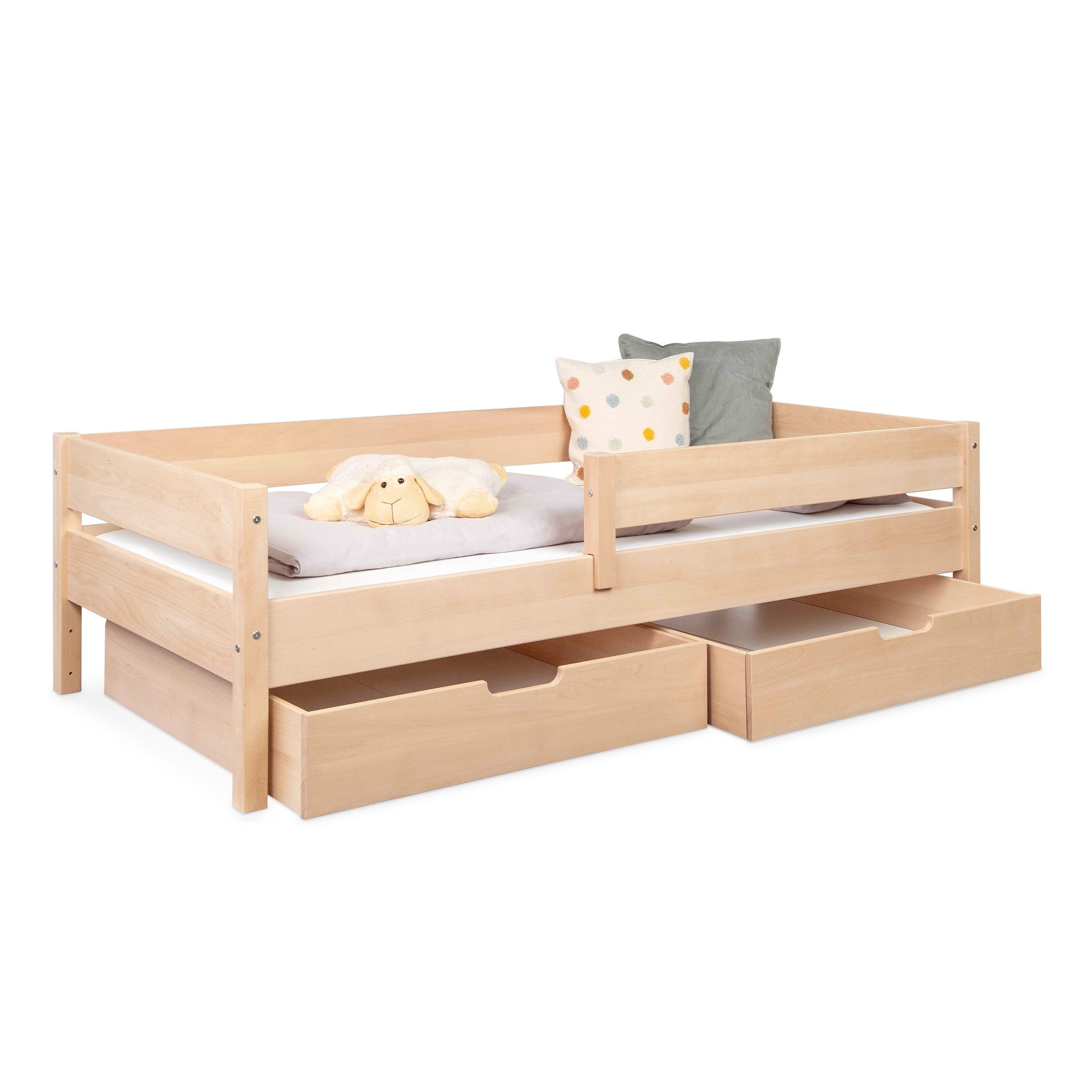 Ehrenkind Kinderbett Buche Nova, Kinderbett mit Rausfallschutz (aus massivem Buchenholz)