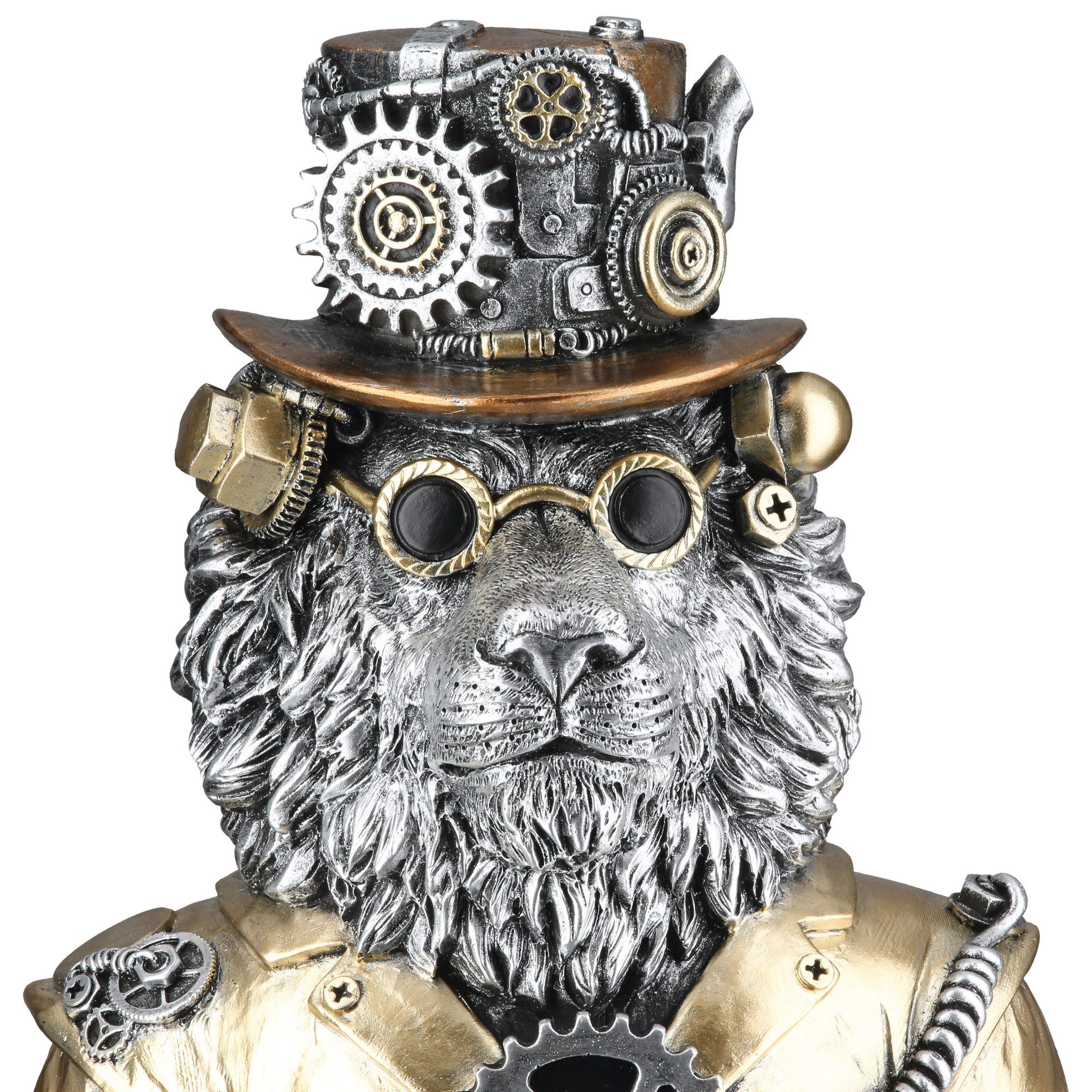 GILDE Dekoobjekt Dekofigur Löwe Steampunk Lion 58722 – Kunstharz Figur, 20,5 cm