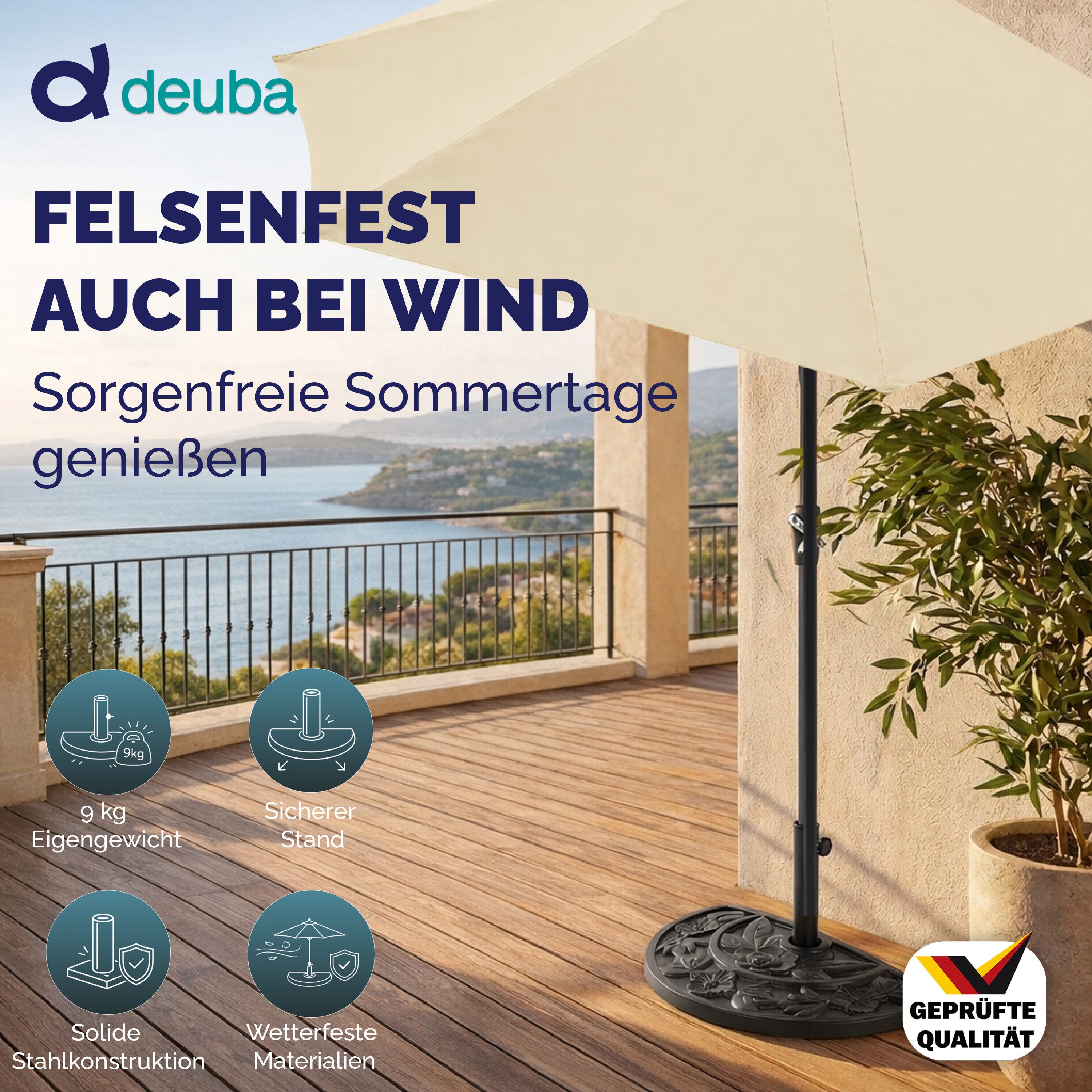 Deuba Schirmhalter halbrund schwarz günstig online kaufen