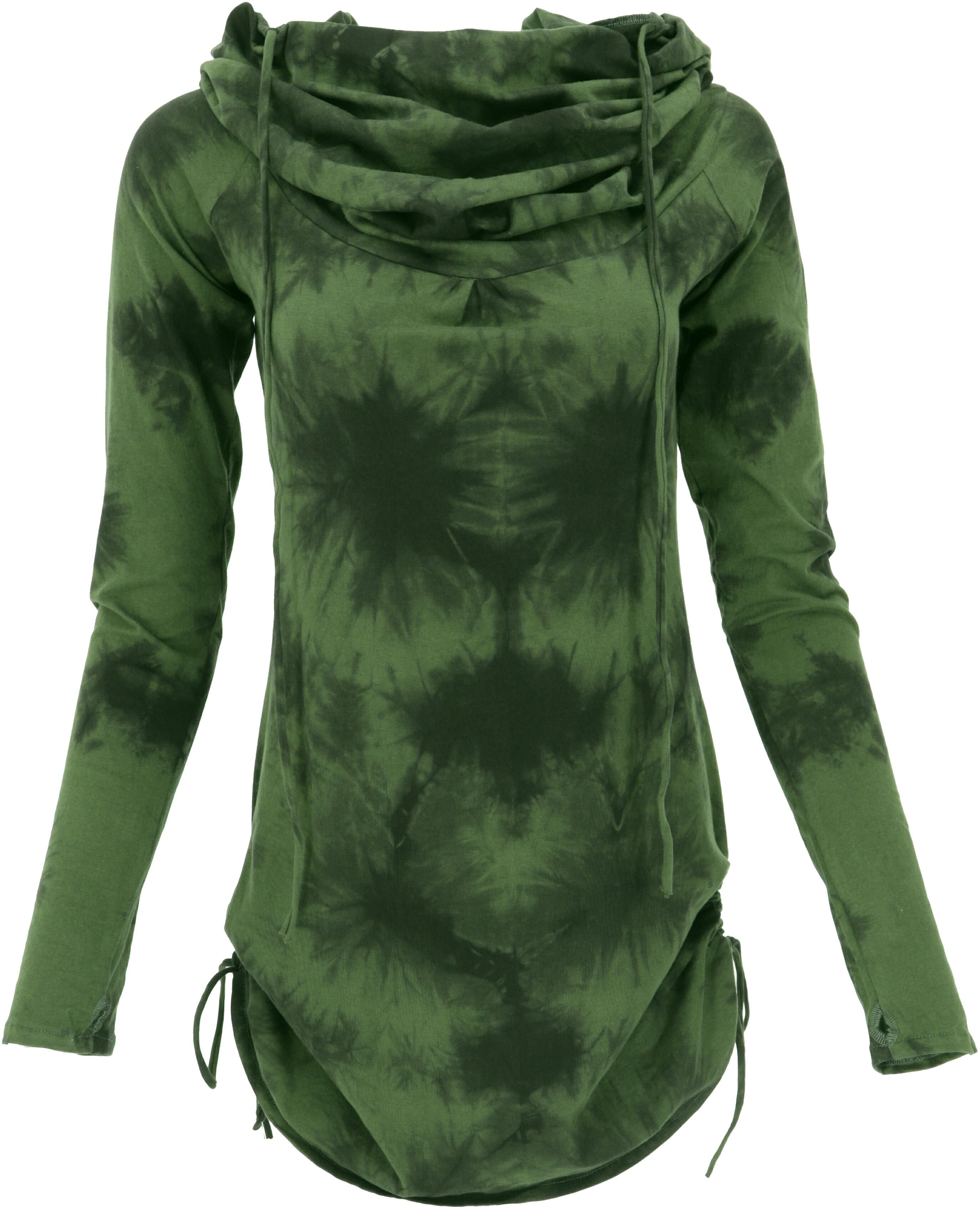 Longsleeve Longshirt, Minikleid mit weiter Schalkapuze -..