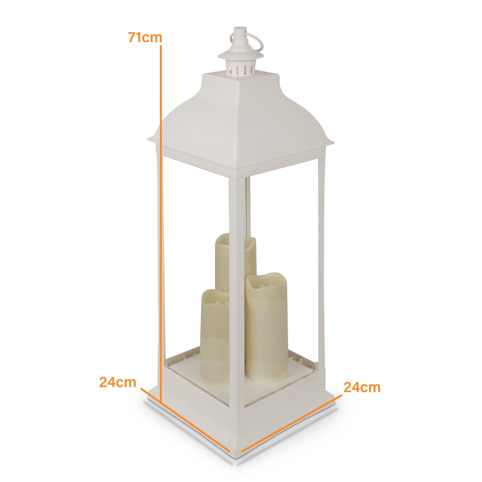 Bestlivings LED Laterne 04843-L, LED fest integriert, warmweiß, Laterne Windlicht (71cm) mit 3 flackernden LED-Kerzen, Batterie
