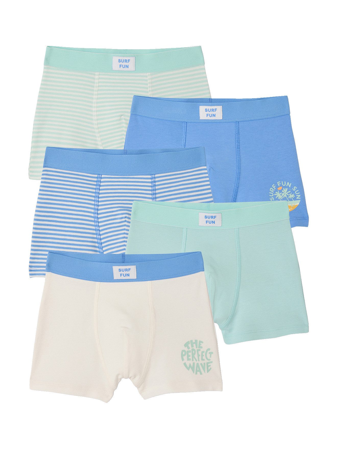 Boxershorts 5er-Pack Boxershorts SURF, Jungen, Bio-Baumwolle