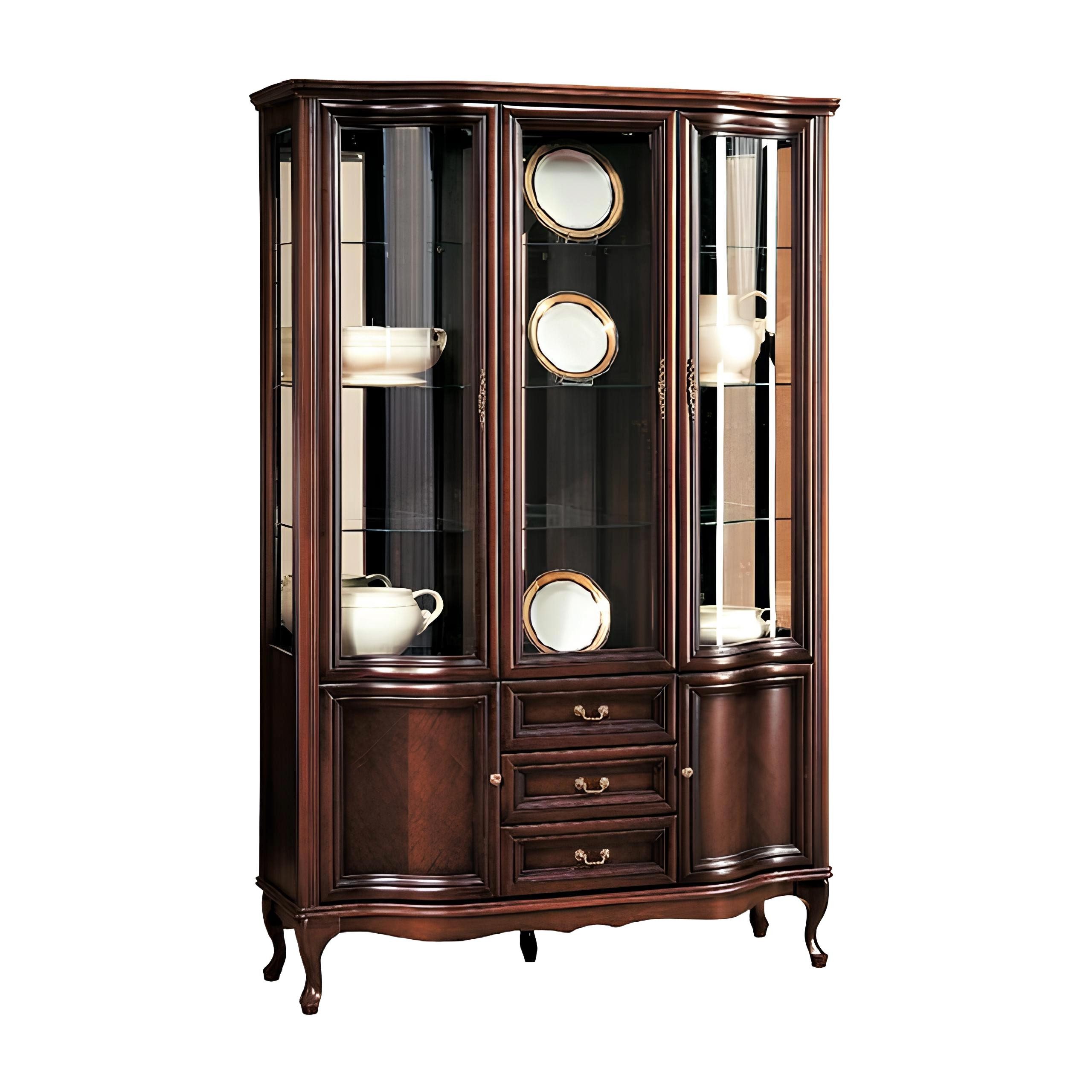 Xlmoebel Vitrine Elegante Vitrine aus italienischem Holz mit stilvollem Design (Klassische Vitrine Vitrinenschrank Vitrinen - Model W-W3) Hergestellt in Europa