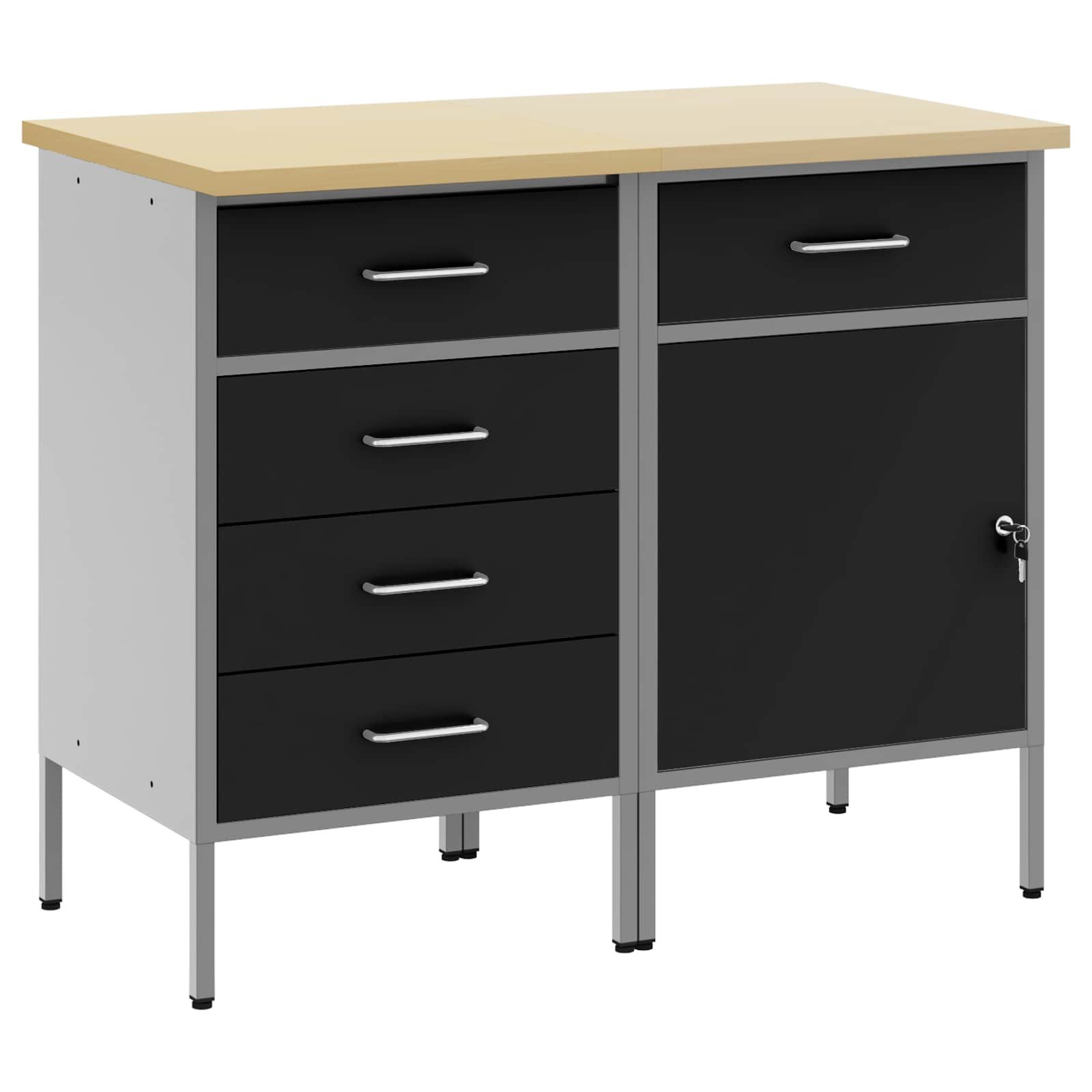 vidaXL Werkzeugschrank Werkbank mit Speicher 2 Stk. Schwarz und Grau 100 x 55 x 85 cm (2-St)
