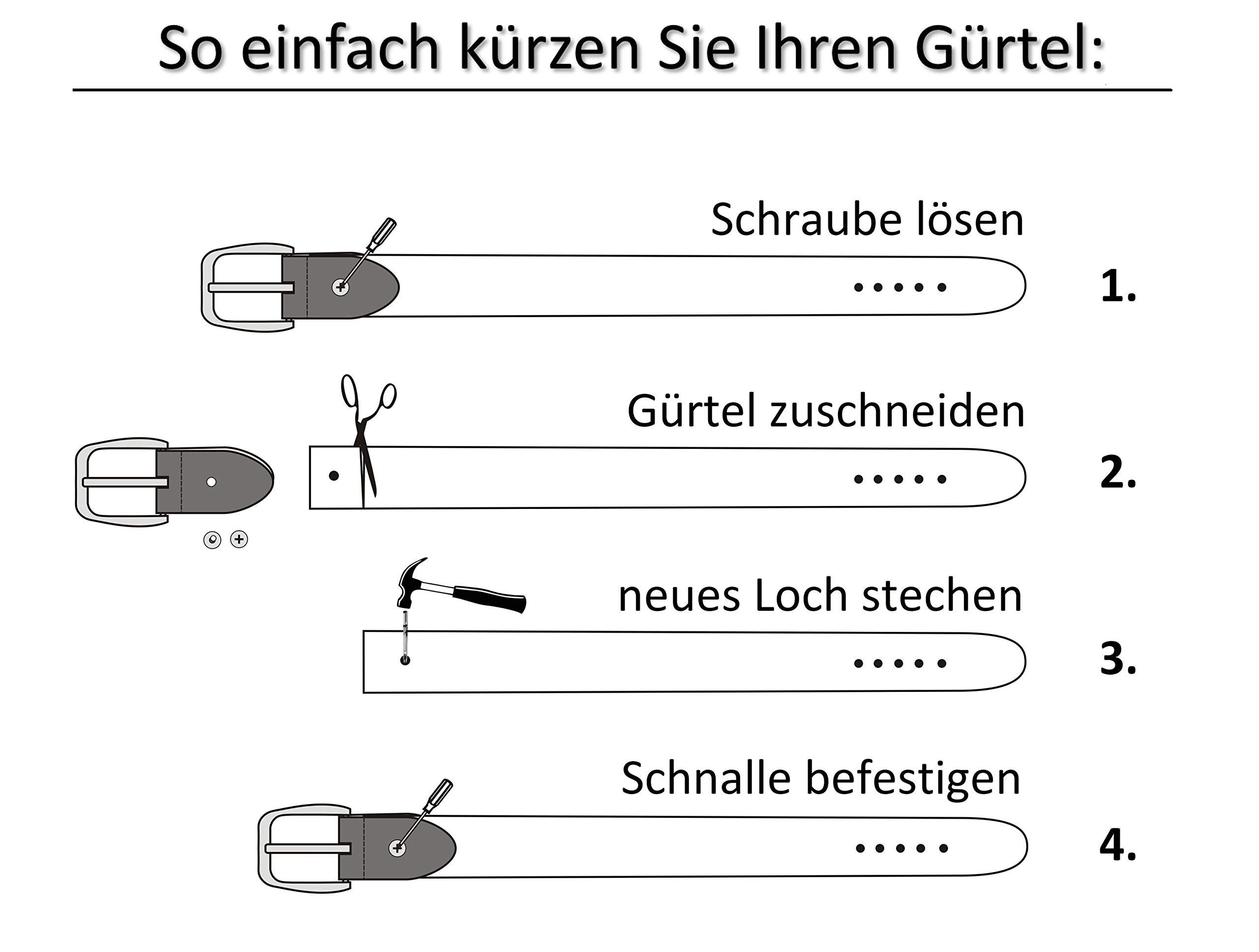 Echtleder, Frentree Leder, aus GERMANY breiter cm 100% 3,8 aus Gürtel IN kürzbar, Schwarz Ledergürtel MADE