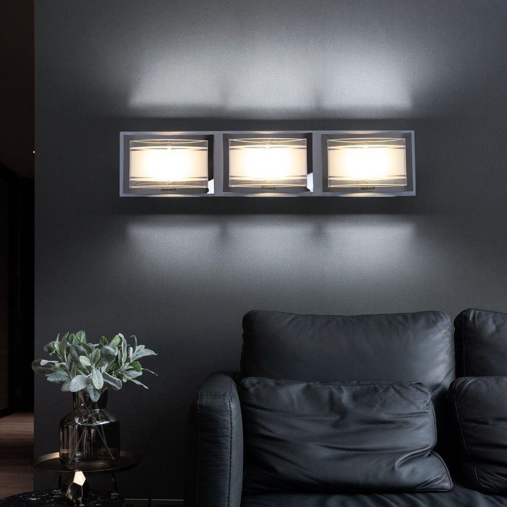 Wandleuchte ALU Wohnzimmerlampe Glas LED-Leuchtmittel Wandsport LED LED Warmweiß, Wandleuchte, etc-shop verbaut, fest Flurleuchte Chrom