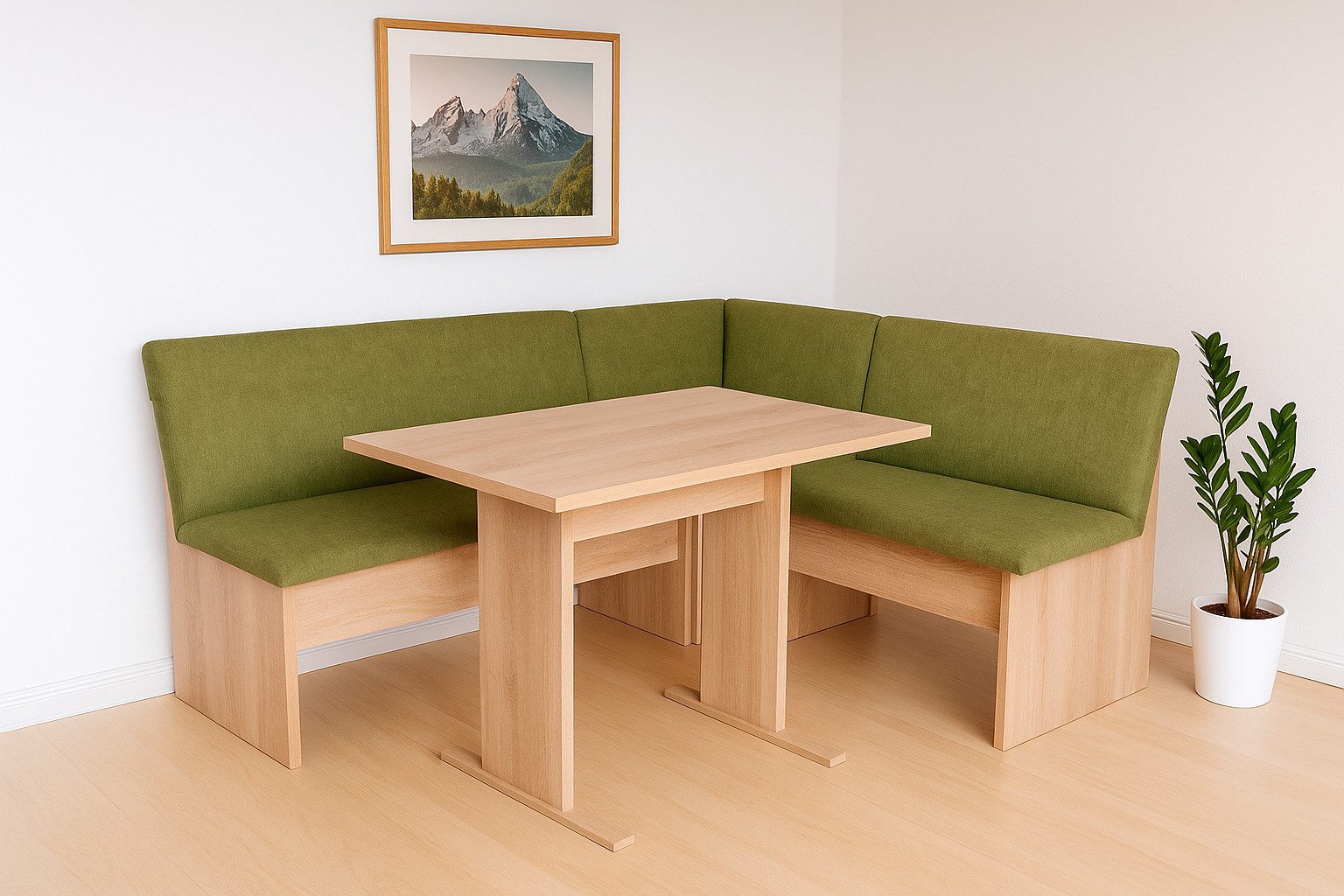 kundler home Eckbankgruppe mit Truhe, Esszimmertisch Eiche Dekor, Esszimmerbank mit Rückenlehne, (Set), bestehend aus Eckbank und Tisch