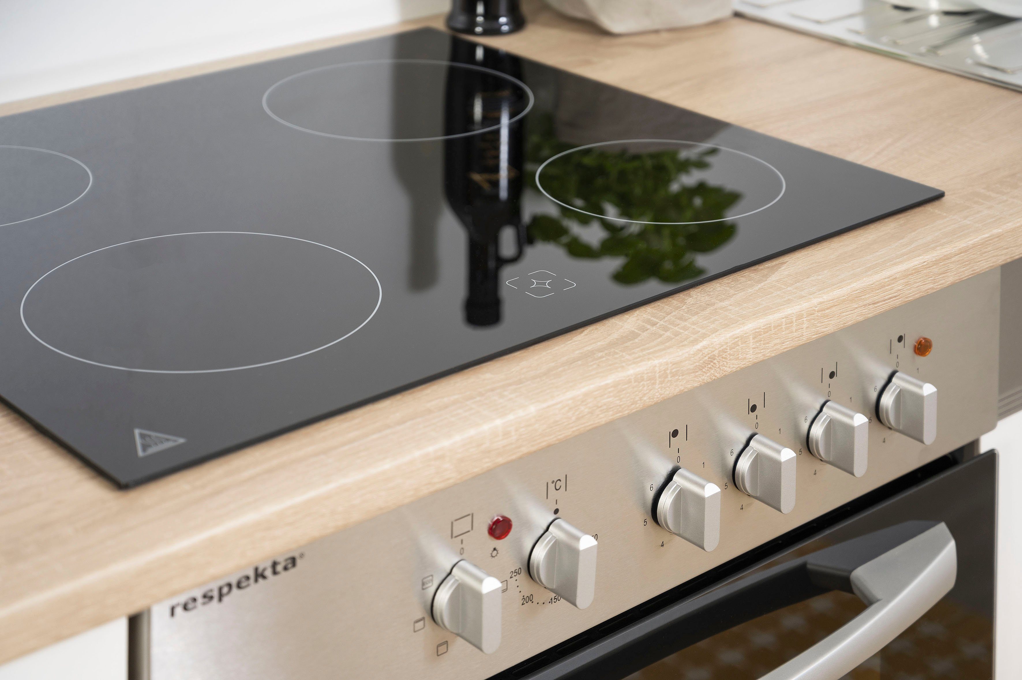 RESPEKTA Küchenzeile Hamburg aus der Serie Merle, mit E-Geräten, Breite 280 cm schwarz