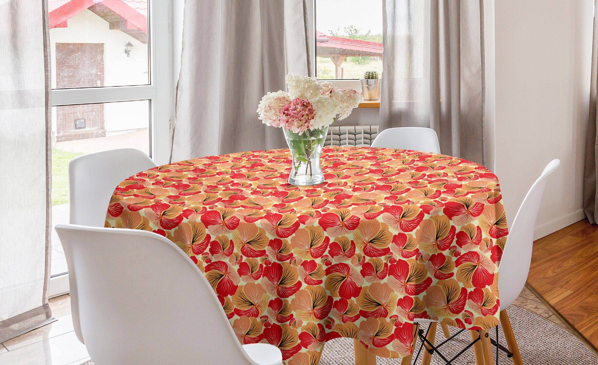 Abakuhaus Tischdecke Kreis Tischdecke für gewirbelte Esszimmer Jahrgang Küche Dekoration, Blumen Abdeckung Abstrakt