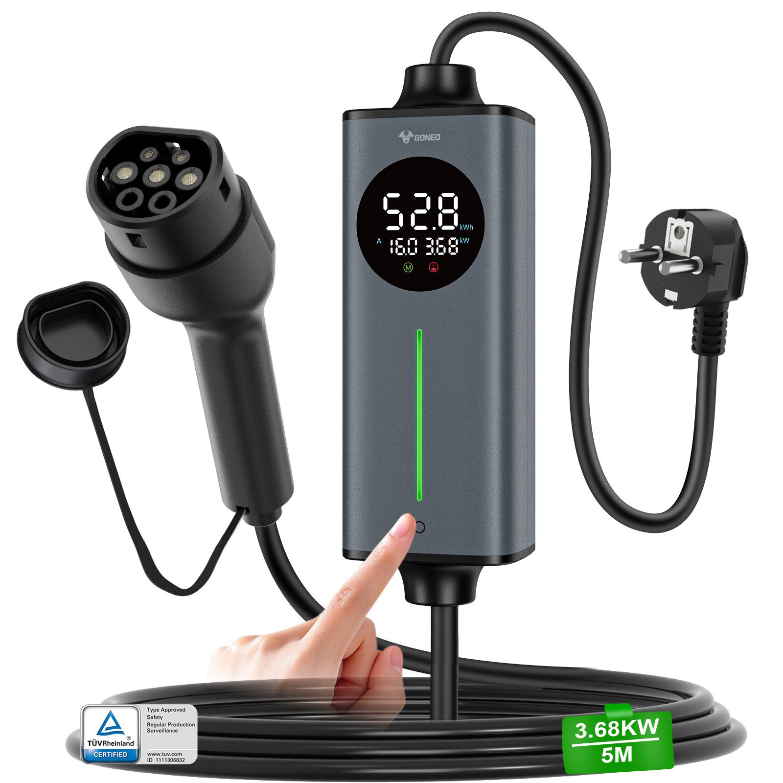 Elektroauto-Ladestation, Typ 2 Ladekabel Schuko