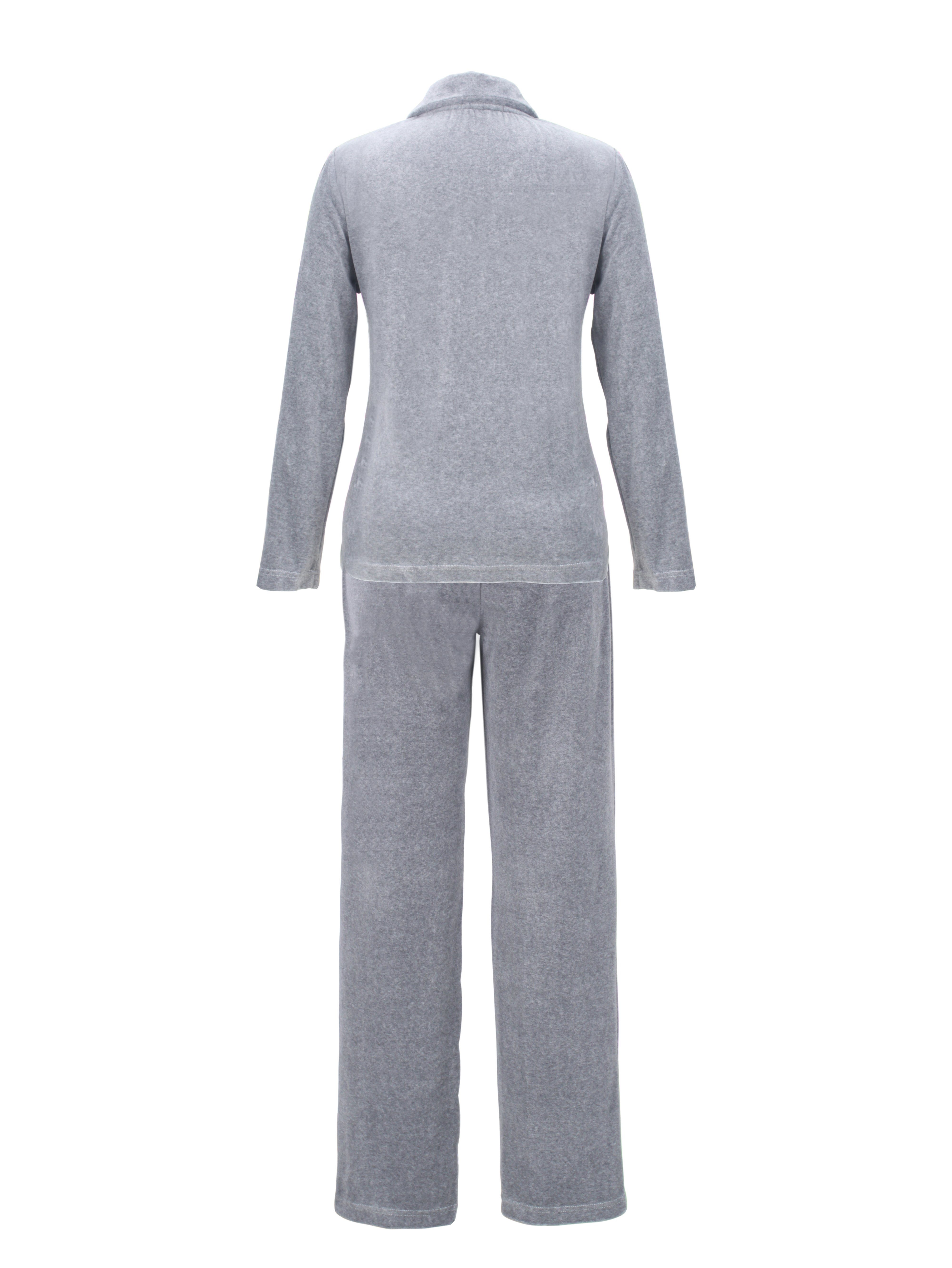 RAIKOU Hausanzug Damen Velours Nicki Freizeitanzug Fitnessanzug Hausanzug Jogginganzug (mit Reißverschluss und Glitzersteinen) smartweiche Nicki mit Glitzersteinen