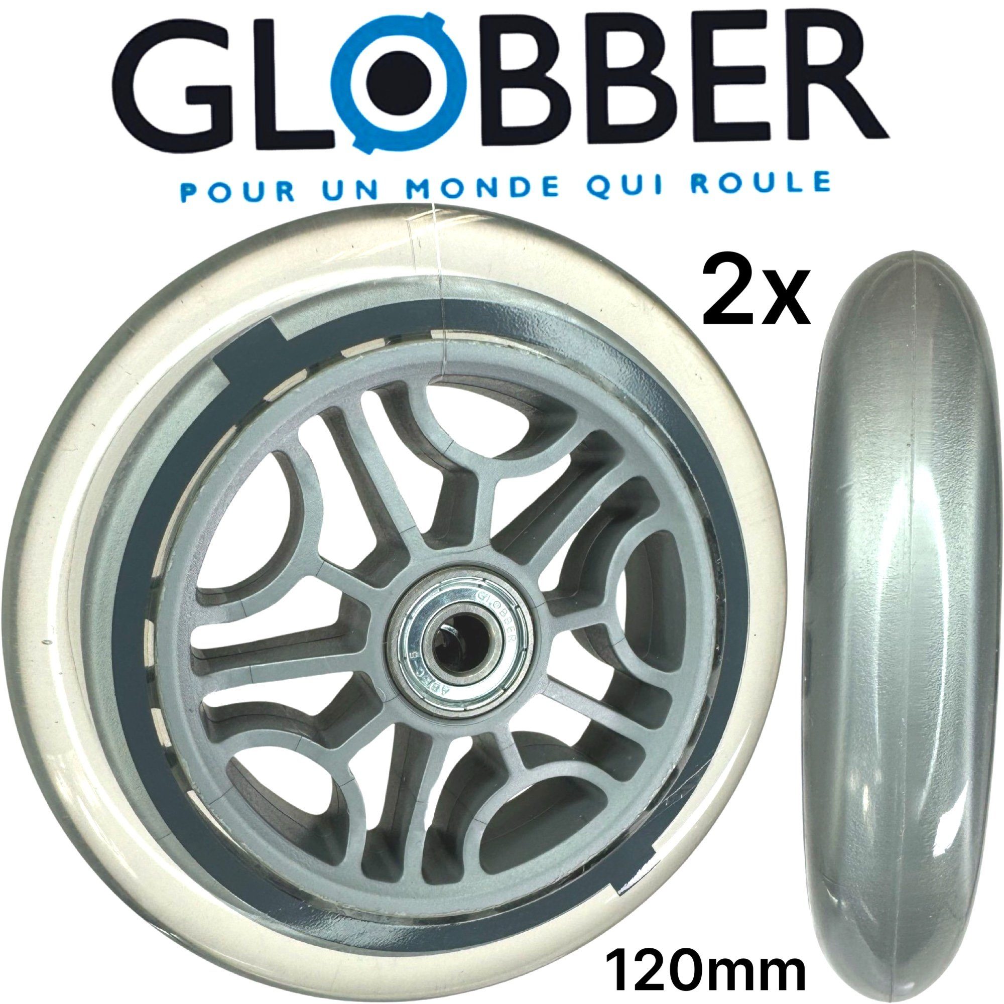 Globber Stuntscooter Globber 3in1 5in1 Ersatzräder Kickboard Vorne 120 mm (2 Stück)