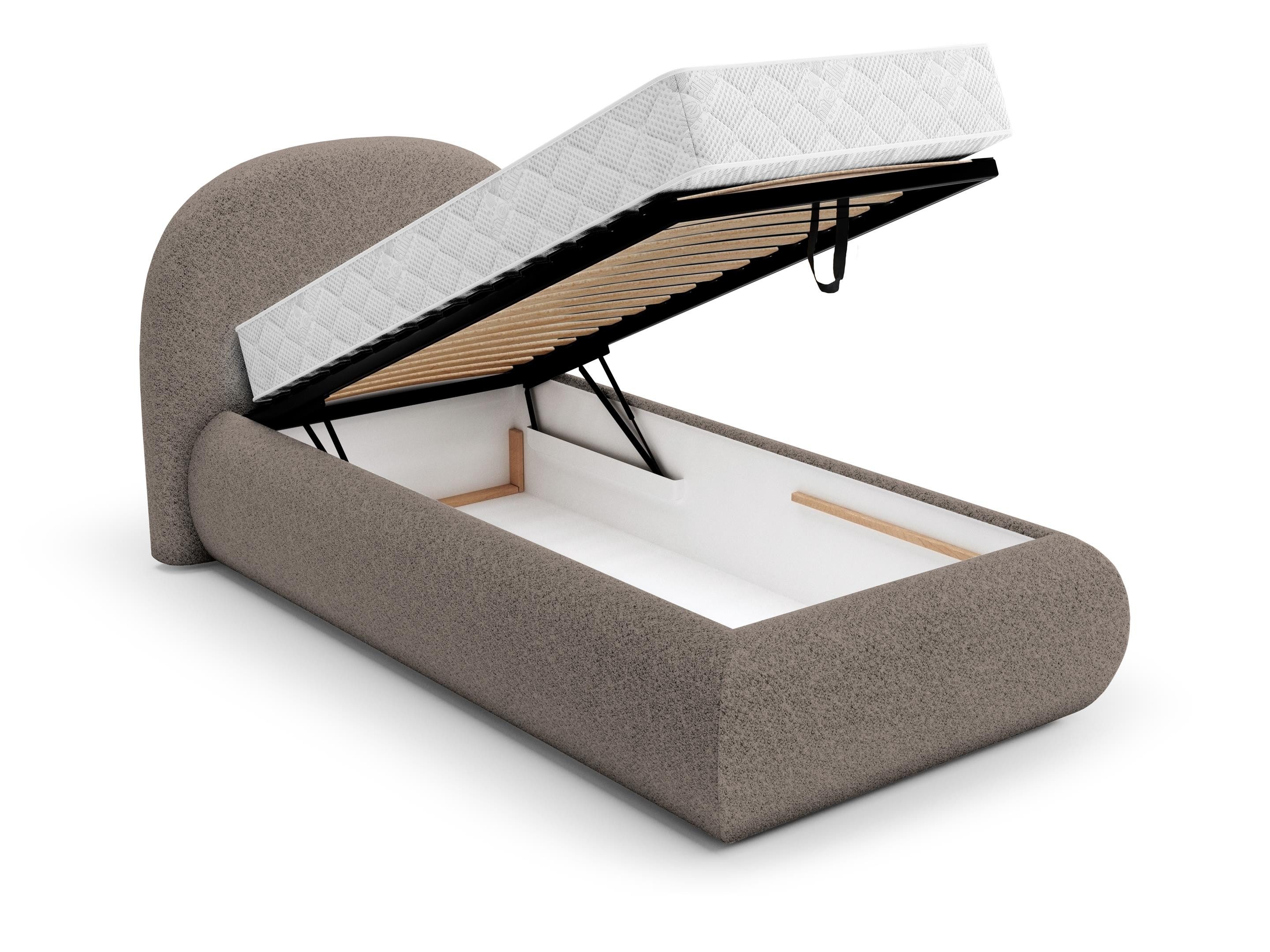 Beautysofa Polsterbett MOTTI 90x200 mit Bettkasten und gepolstertem Kopfteil (mehrere Farben, Bouclé-Stoff), wahlweise ohne Matratze oder mit Matratze – Bild 4 von 5