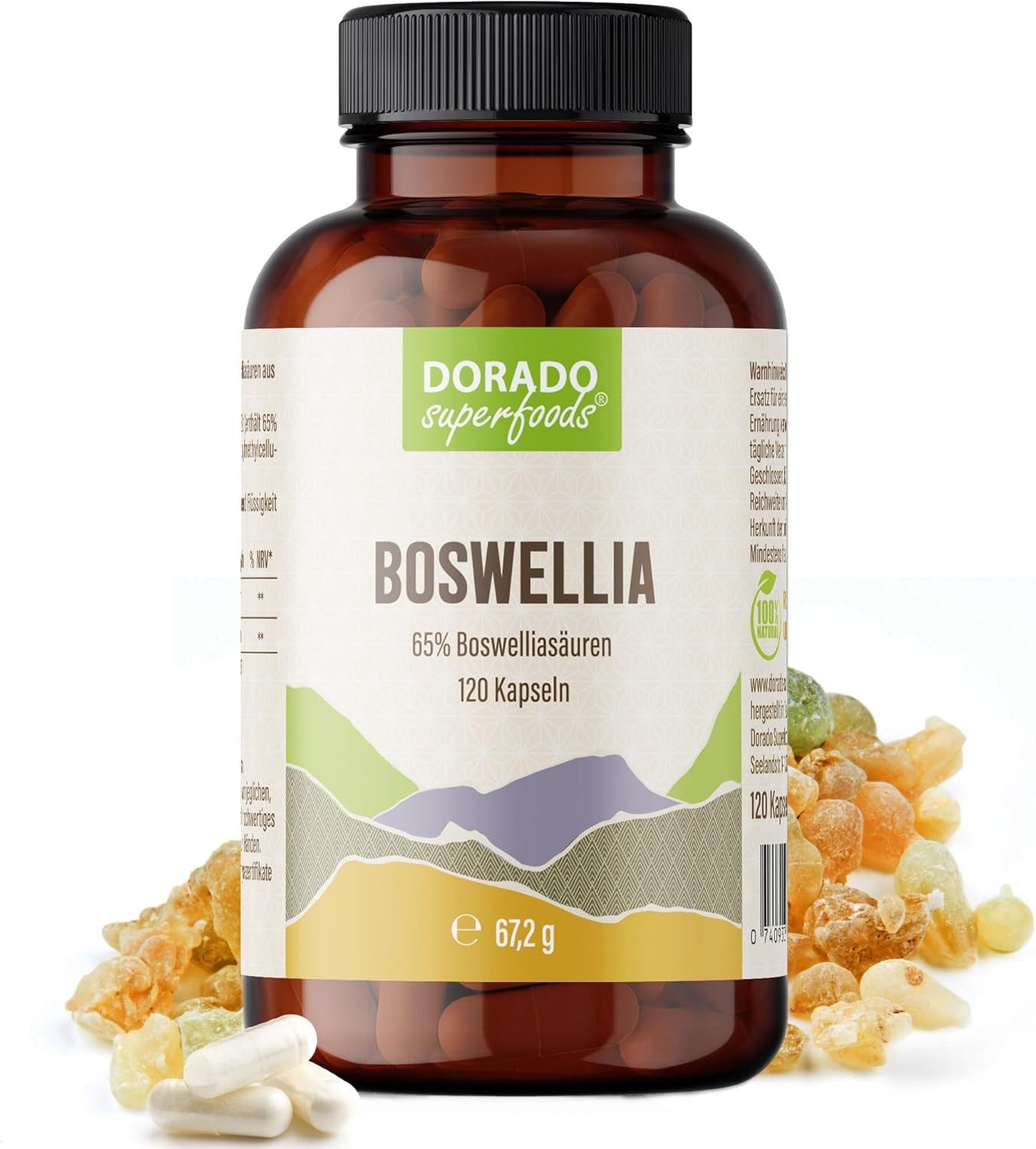 Dorado Superfoods Boswellia Weihrauch Kapseln aus Extrakt 65% - 120 Stück Kapseln, 120 St., 67.2 g