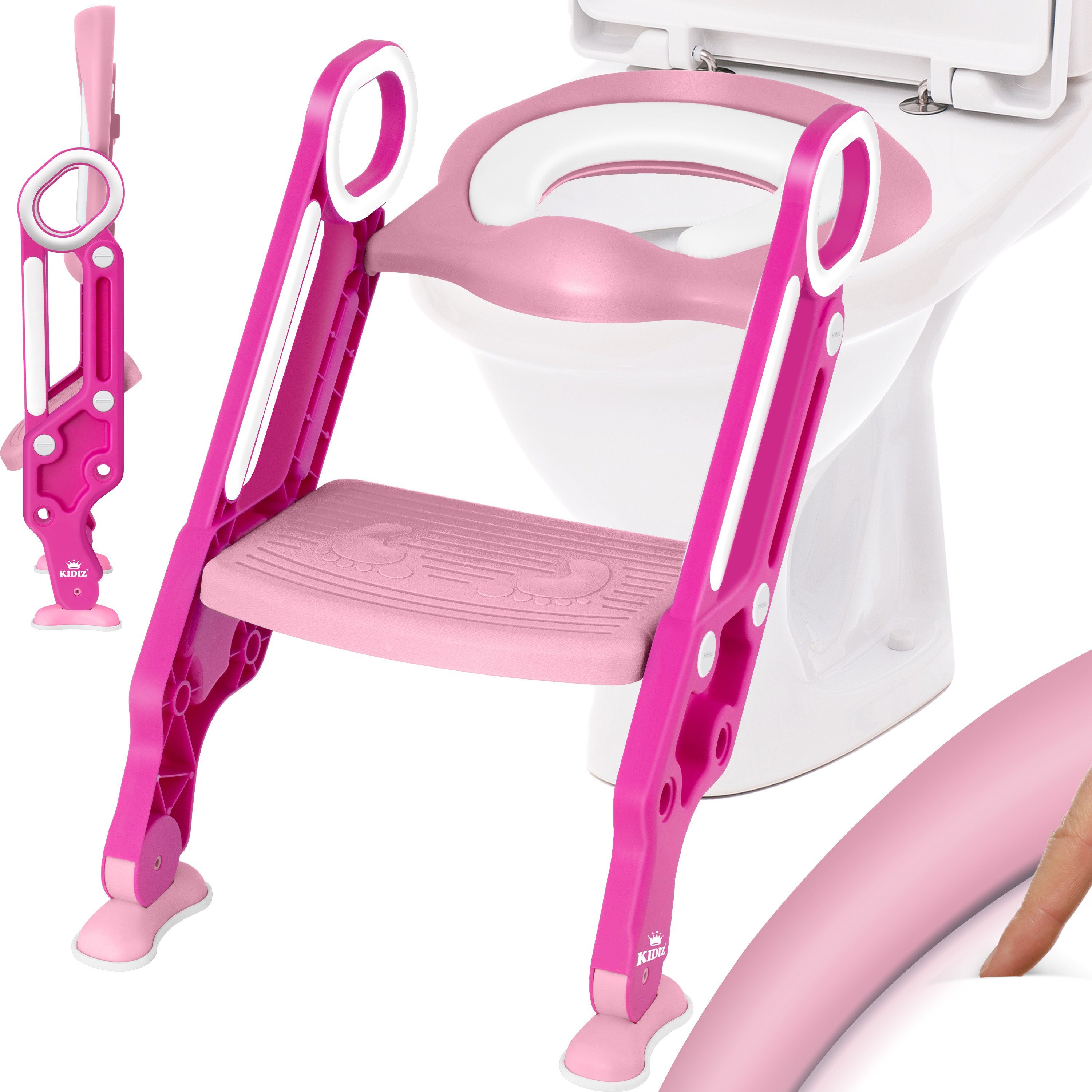 KIDIZ Kinder-WC-Sitz, Kinder Toilettensitz Toilettentrainer mit Treppe und Griffe