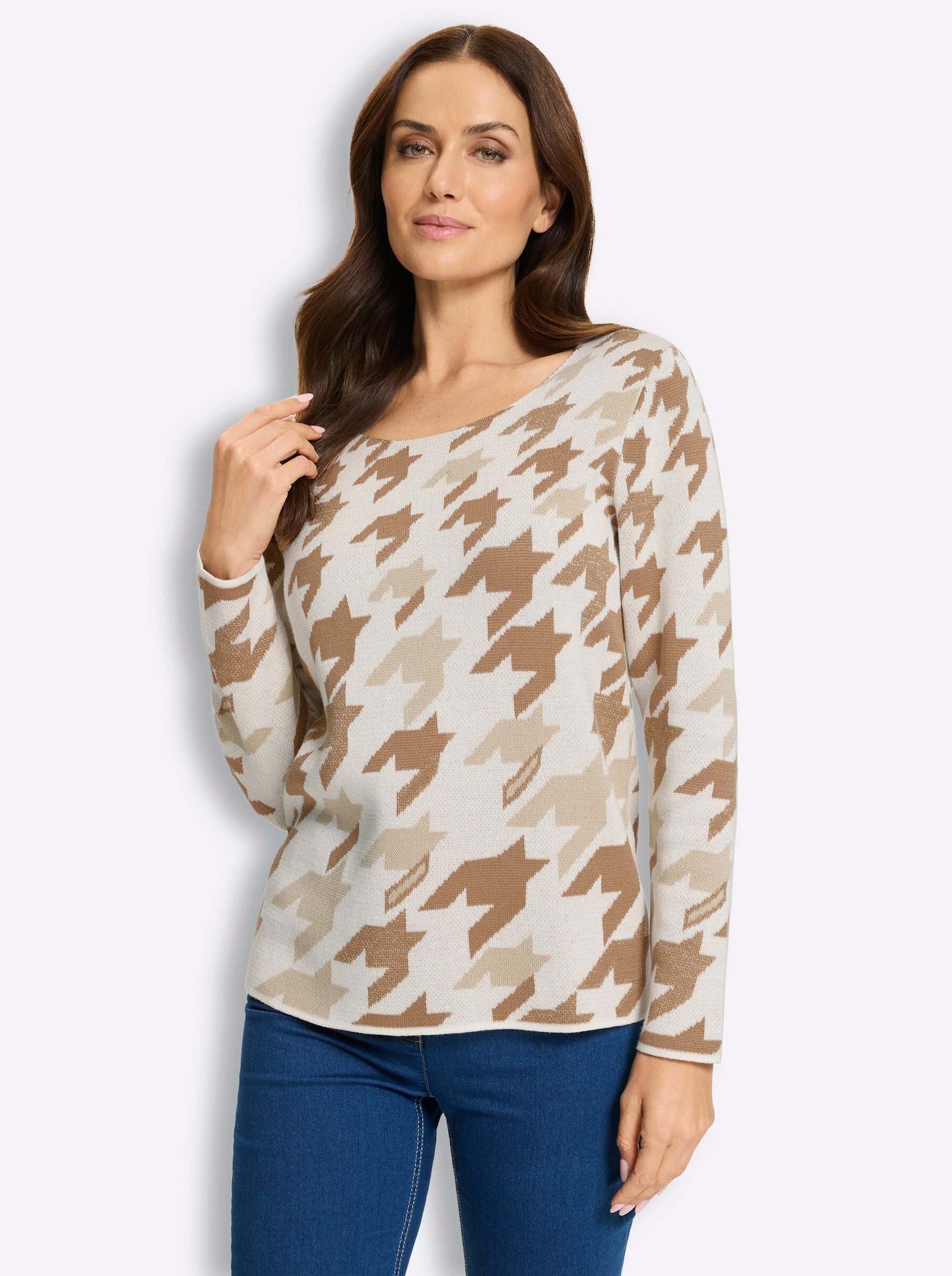 Strickpullover Jacquard-Pullover Langarm