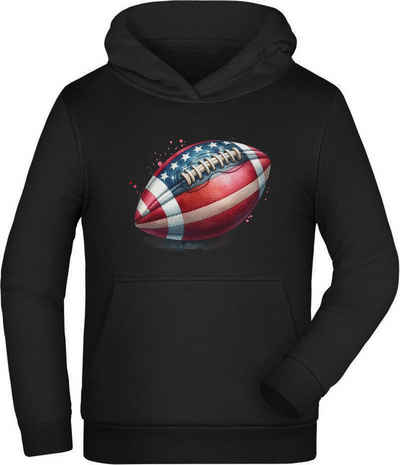 MyDesign24 Hoodie Kinder Kapuzen Sweatshirt - American Football in USA Farben Kapuzensweater mit Aufdruck, i502