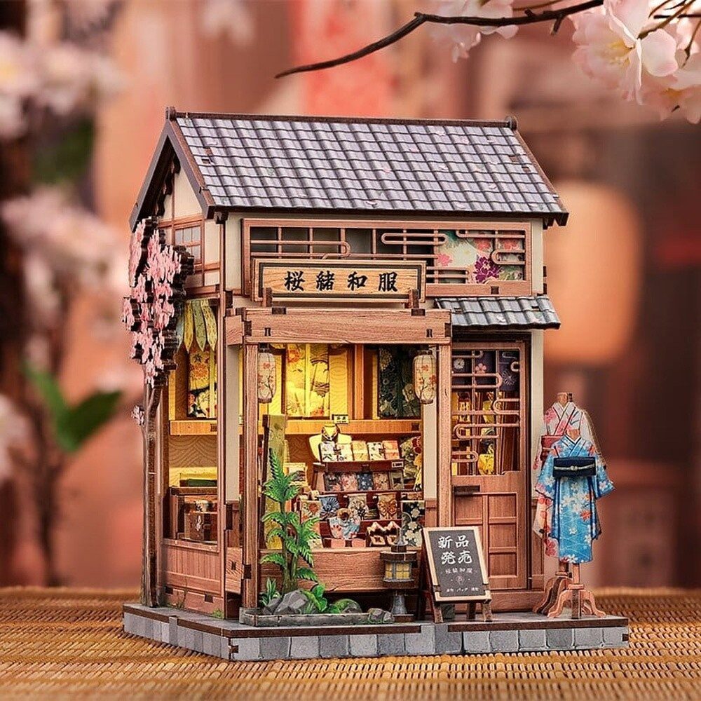 Cutebee Modellbausatz Miniature House Model Kit Sakura O Kimono Shop 19 x 14 cm