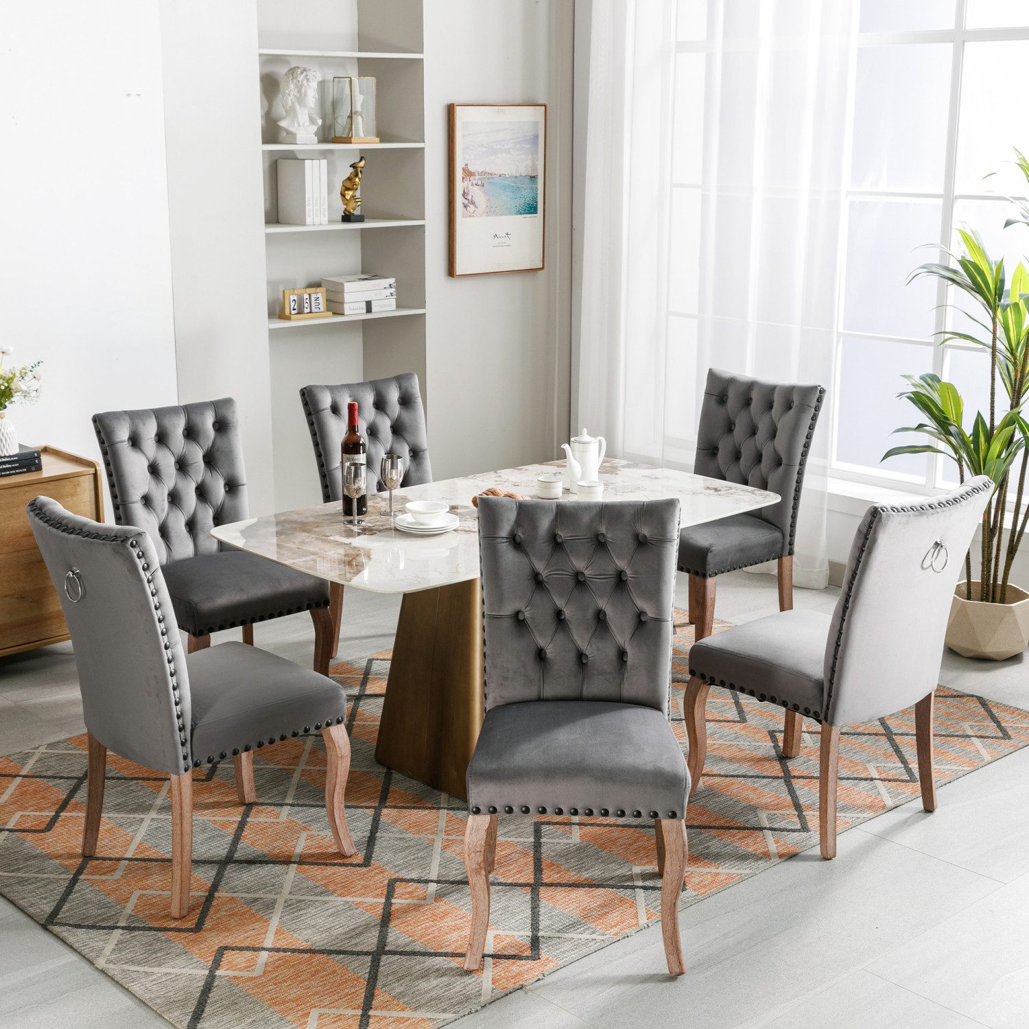 Flieks Esszimmerstuhl (Set, 6 St), 6er Set Polsterstühle Küchenstühle Samt günstig online kaufen