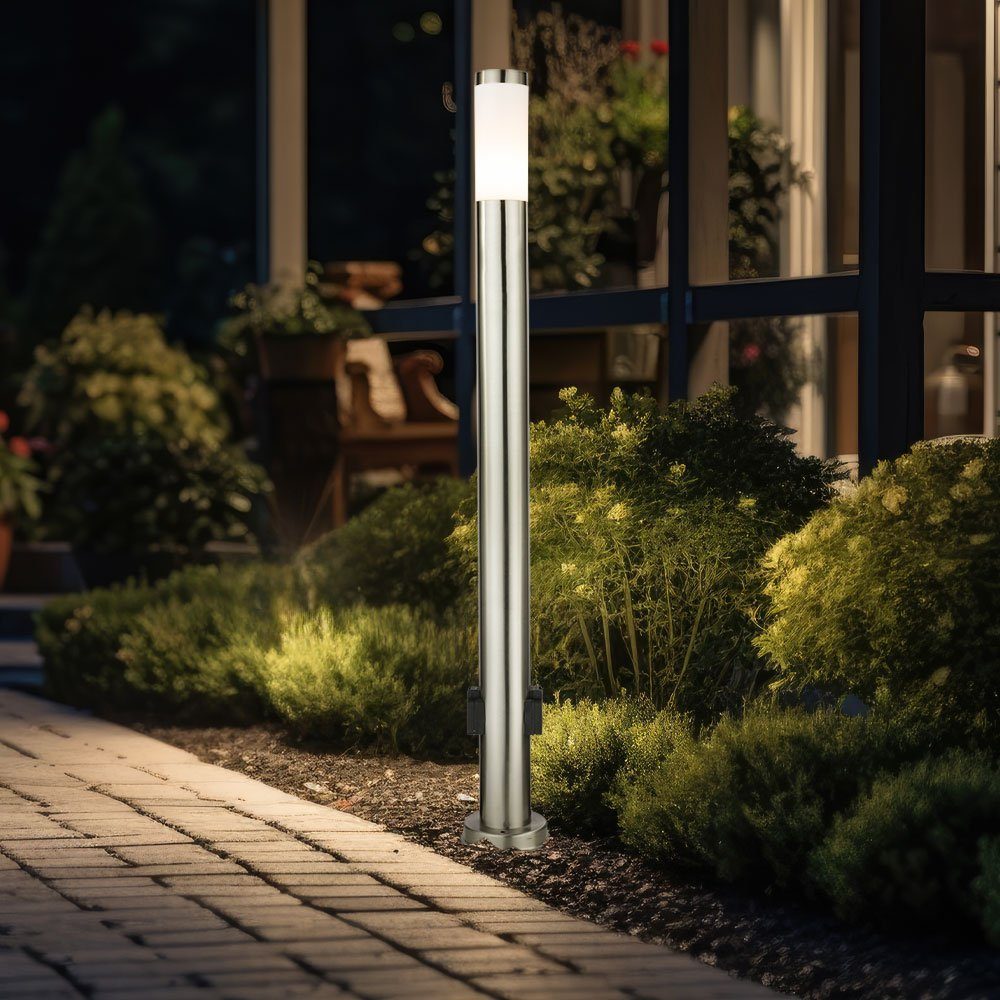 GLOBO LIGHTING LED Außen-Stehlampe, Leuchtmittel inklusive, Kaltweiß, Warmweiß, Neutralweiß, Tageslichtweiß, Farbwechsel, Aussenlampe mit Steckdosen Außensteckdose mit Licht Garten