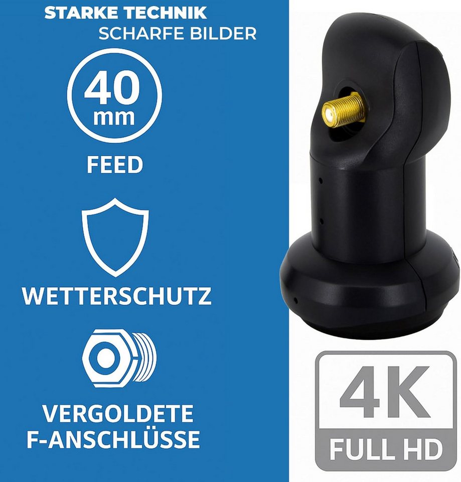 Thumbnail - PremiumX Single LNB 0,1 dB Digital Sat Empfangs Kopf 1 Teilnehmer Universal-Single-LNB