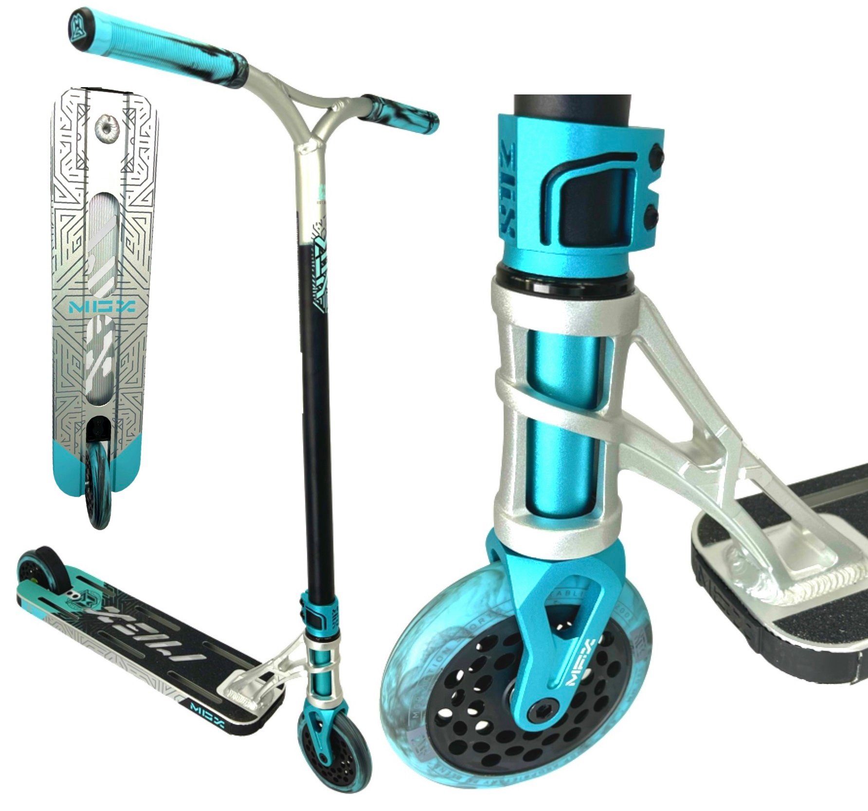 Extreme / türkis MGX Madd Stuntscooter Gear Stunt-Scooter Madd H=90cm MGP silber