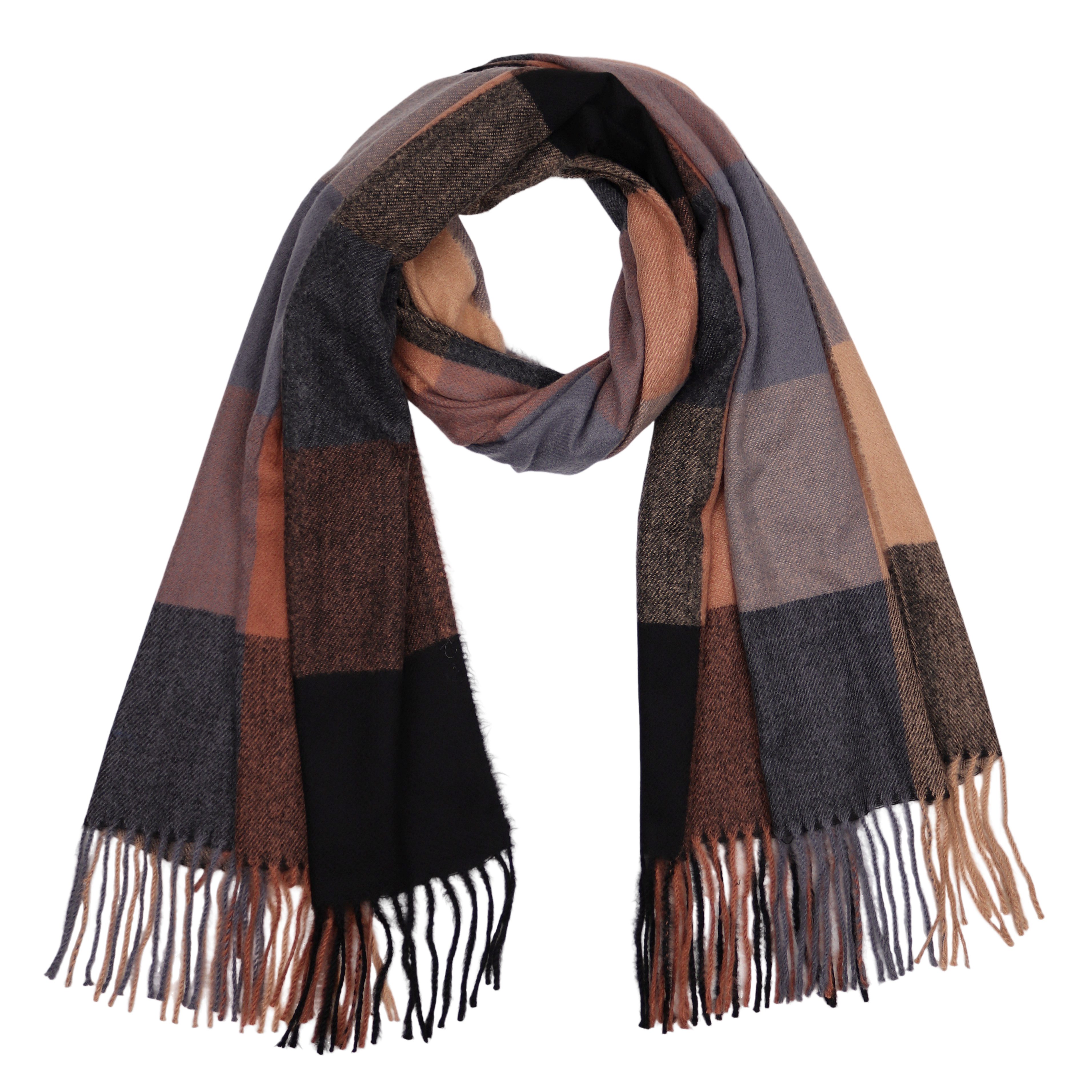 MIRROSI Modeschal weicher und warmer karierter Schal mit Fransen, 70x180cm, (Viele tolle Farboptionen zur Auswahl), Damen Halstuch ideal für Herbst und Winter – Bild 2 von 5