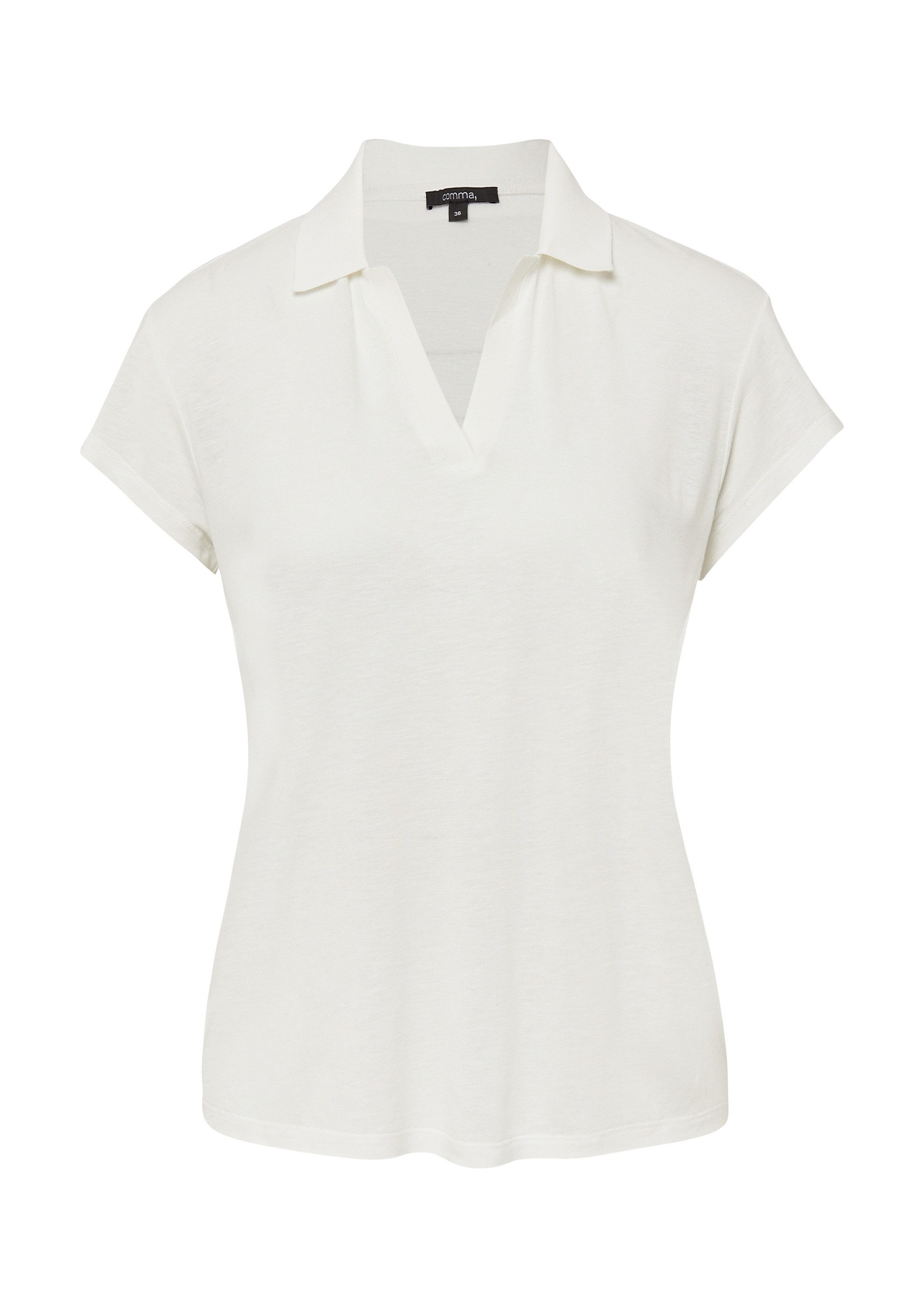 comma Kurzarmshirt T-Shirt T-Shirt aus Leinenmix mit Polokragen