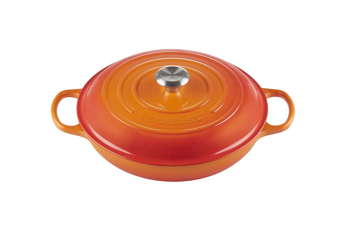 LE CREUSET Bräter Gourmet-Profitopf mit Deckel 30 cm Signature Ofenrot