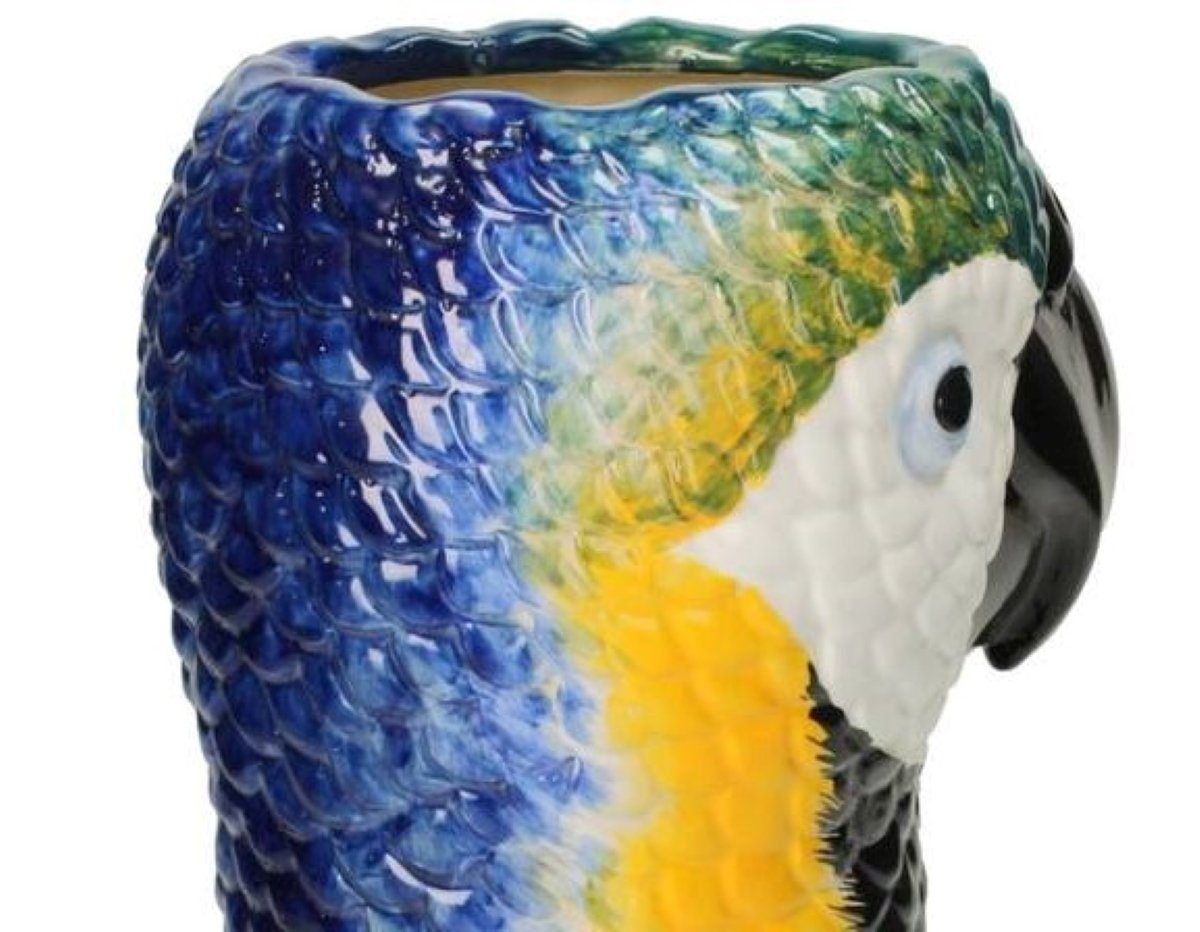 HD Collection Klein Dekovase Übertopf Bunt Papagei Keramik 16 cm Vase