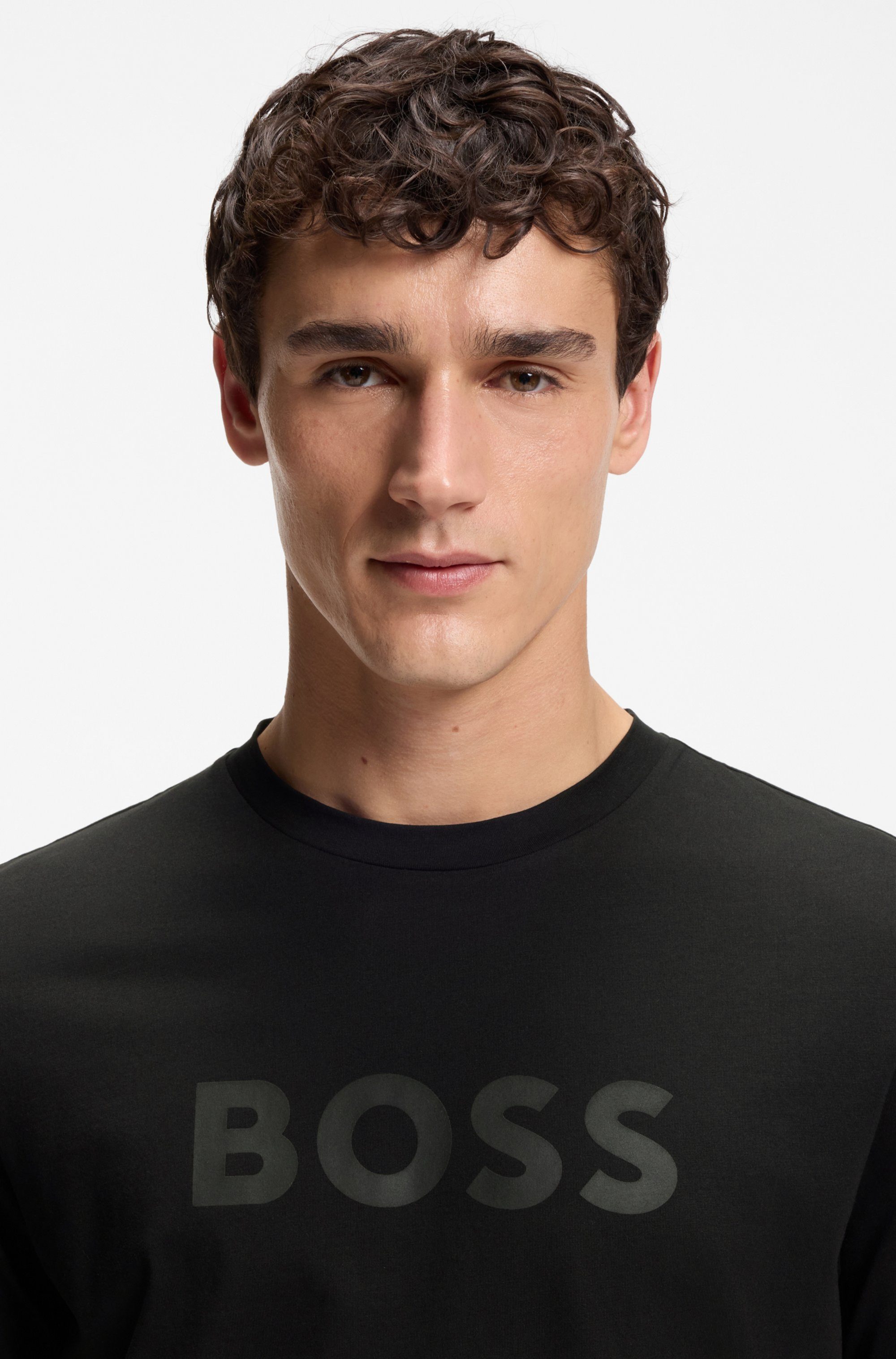 BOSS ORANGE T-Shirt Rundhalsausschnitt, Regular Fit, großer Logodruck