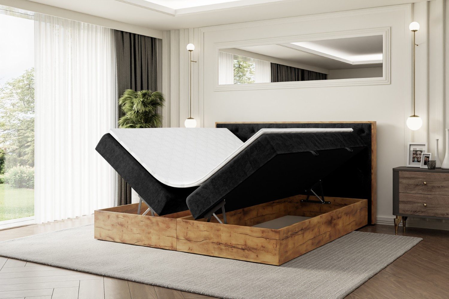 ALTDECOR Boxbett LOLLI3 (Multipocket-Matratze H4, H3 Matratze Bonellfederung, Topper, Kopfteil)
