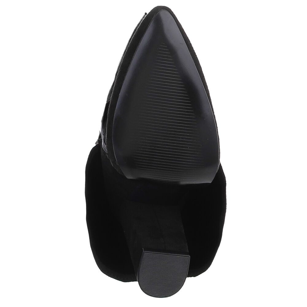 Ital-Design Elegante kniehohe Stiefelette mit Blockabsatz für Damen High-Heel-Stiefel