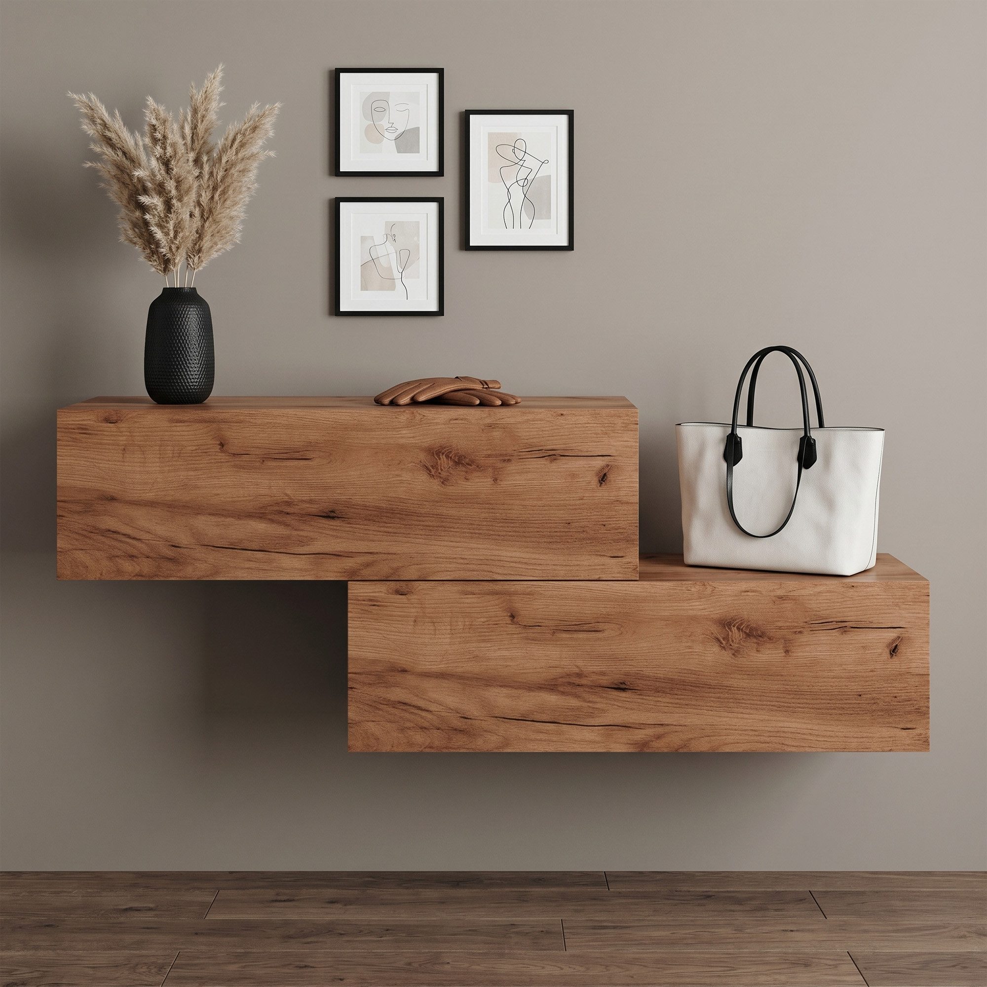 Planetmöbel Garderobenschrank Kompaktgarderobe Wandschrank 200 cm (schmaler Flurschrank mit Stauraum, 2-St., Flurgarderobe mit Soft-Open Funktion) Flurkommode vielseitig kombinierbar, 2x 100 cm