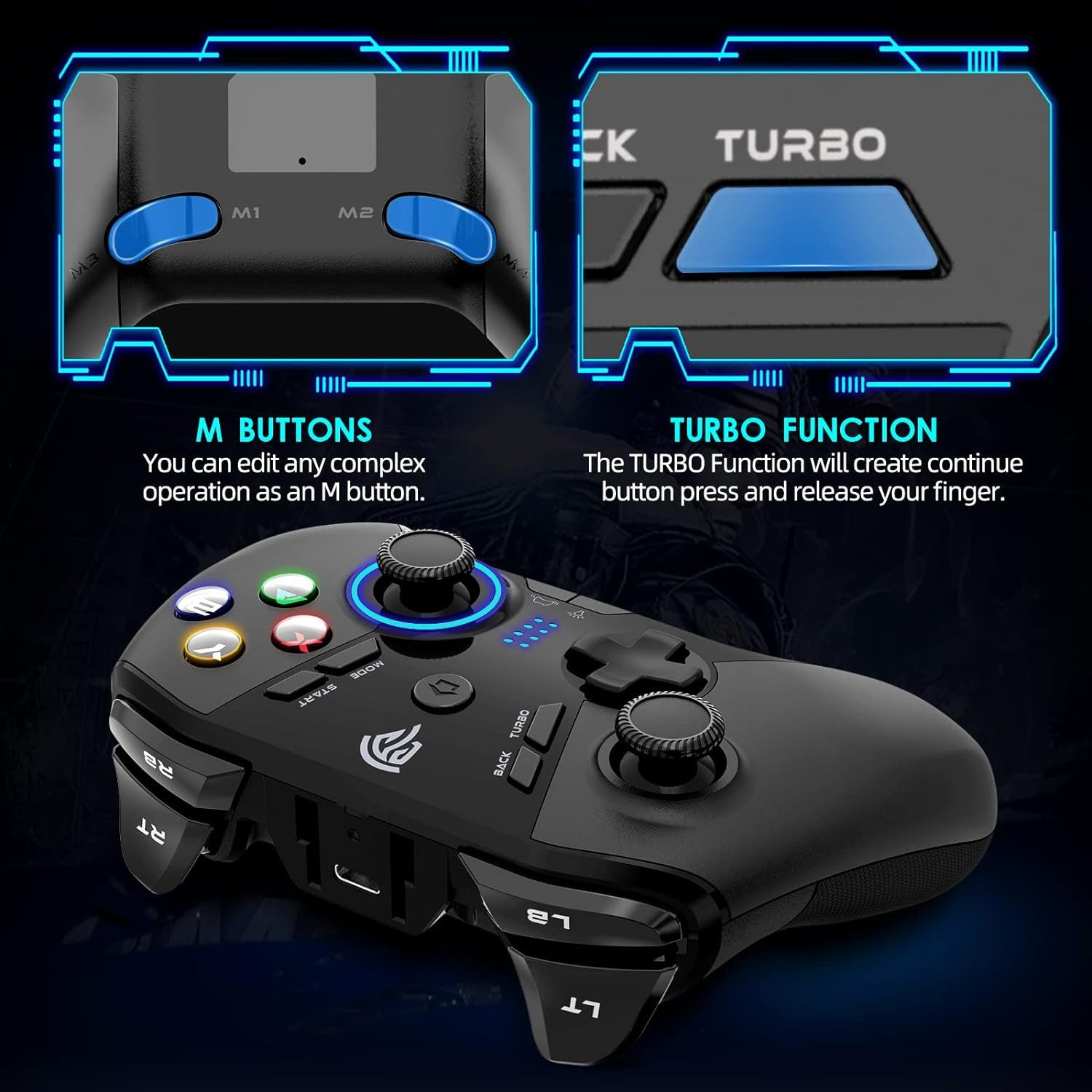 EasySMX 2.4G Wireless Controller Gamepad, einstellbare LED Wireless-Controller
