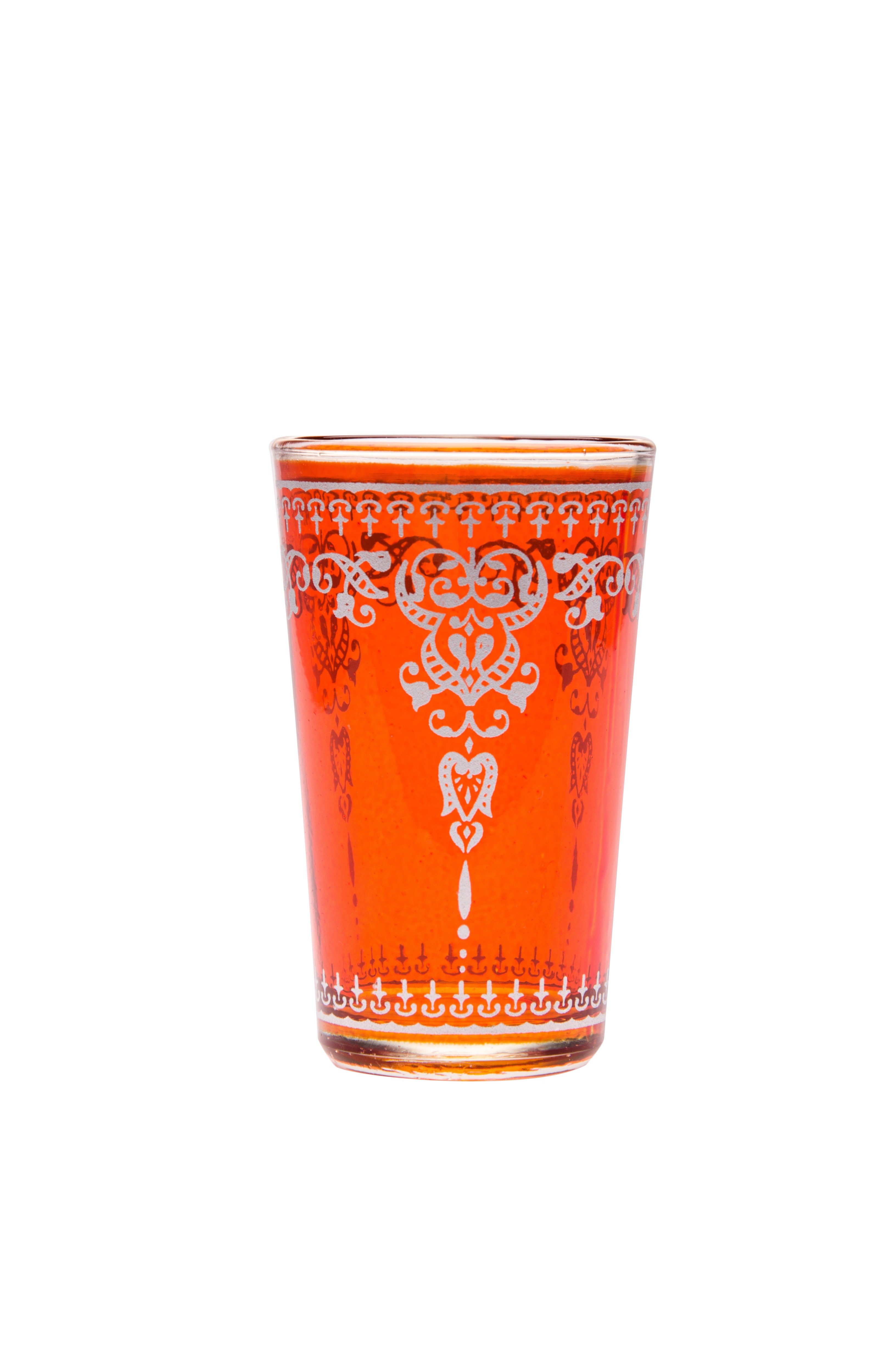Marrakesch Orient & Mediterran Interior Teeglas 6 Mediterrane Teeglas Andalous Orange - 6er SET, 6-tlg., Glas, Handarbeit