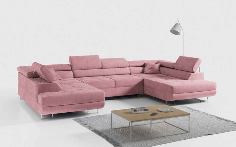 MKS MÖBEL Ecksofa GUSTAW U, Wohnzimmer - Wohnlandschaft, U-Form Couch mit Schlaffunktion