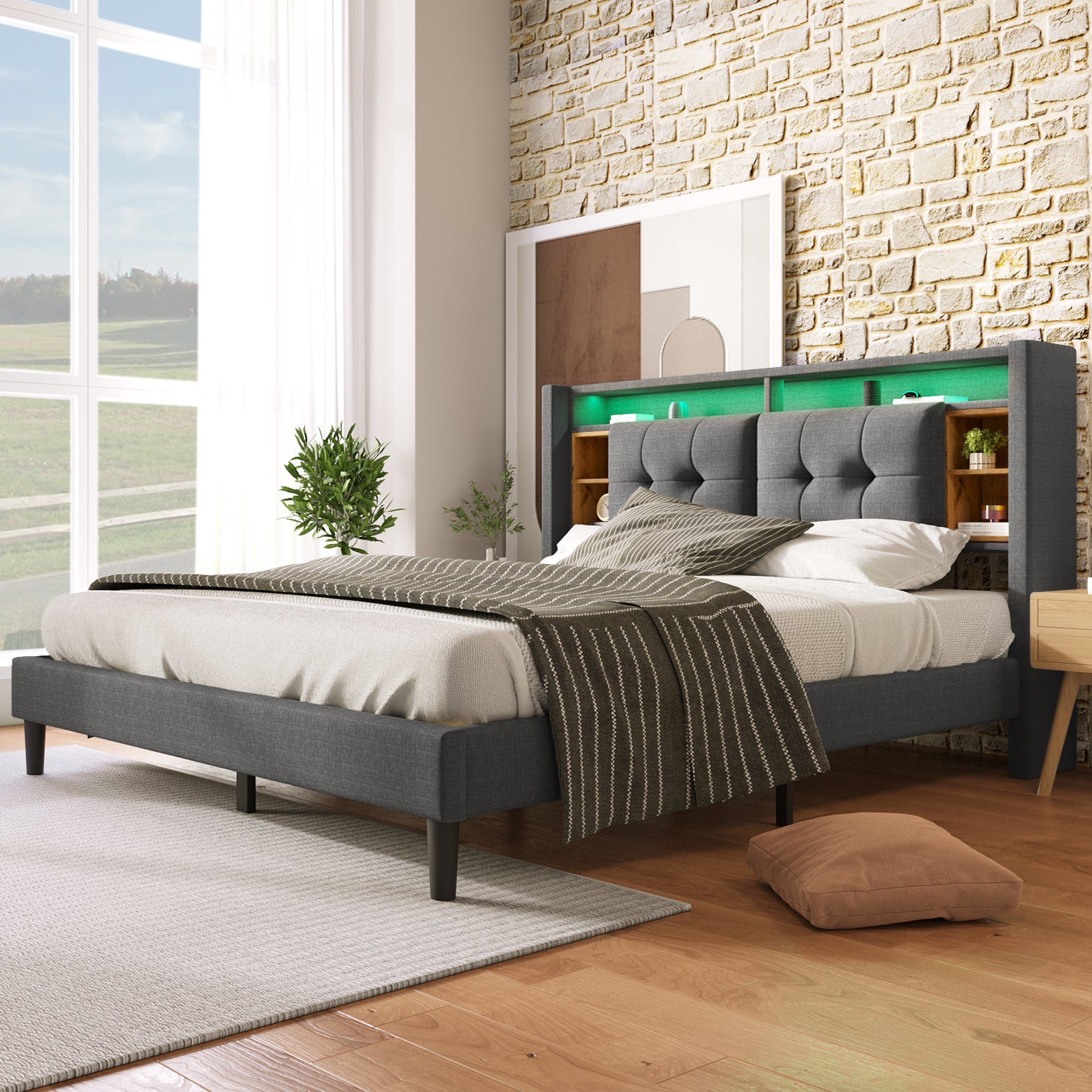 Ulife Polsterbett Doppelbett mit LED-Beleuchtung (Packung, günstig online kaufen
