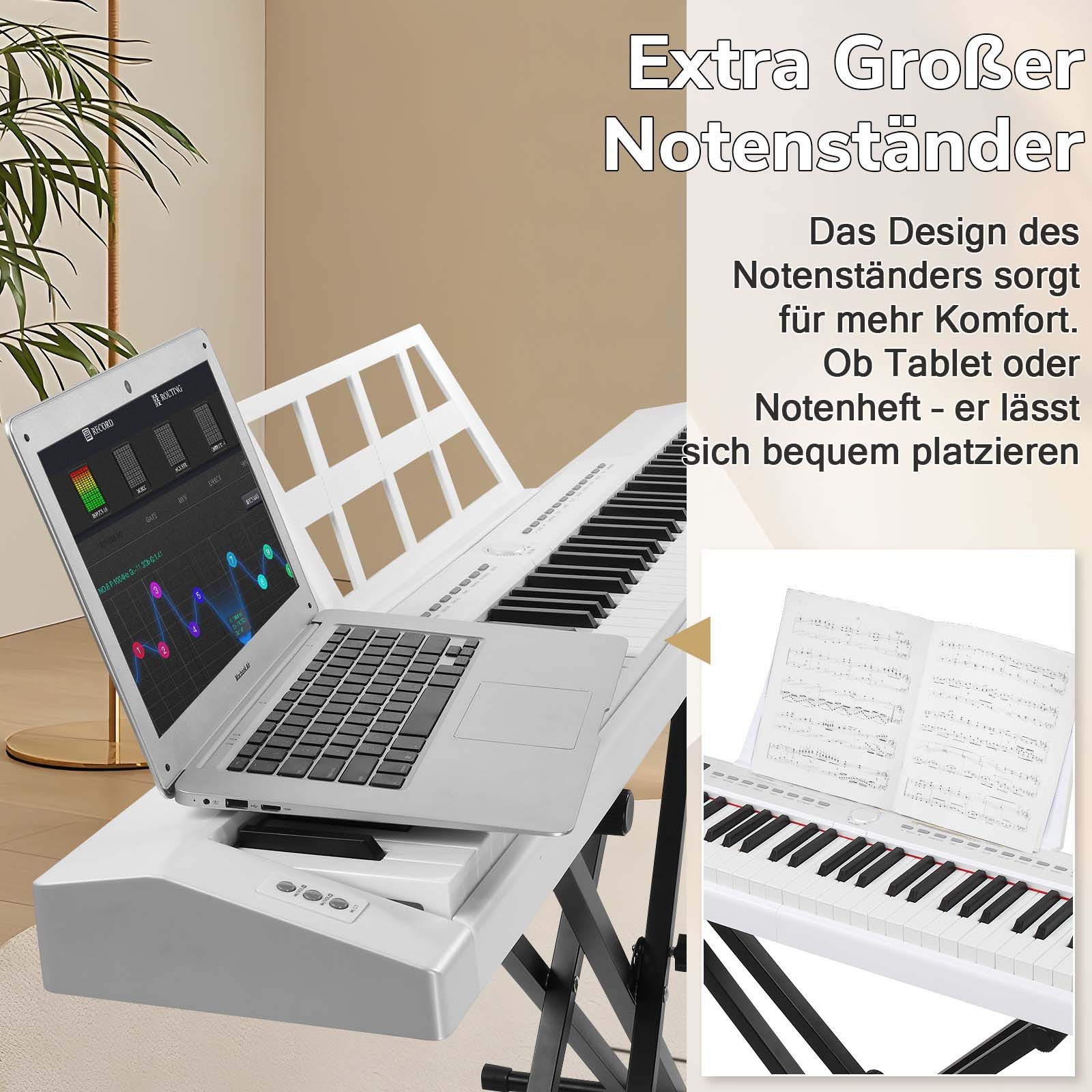 LALAHO Digitalpiano E Piano 88 Tasten, Keyboard für Kinder und Erwachsene, Dual-Bluetooth, mit/ohne Ständer, für Kinder und Erwachsene