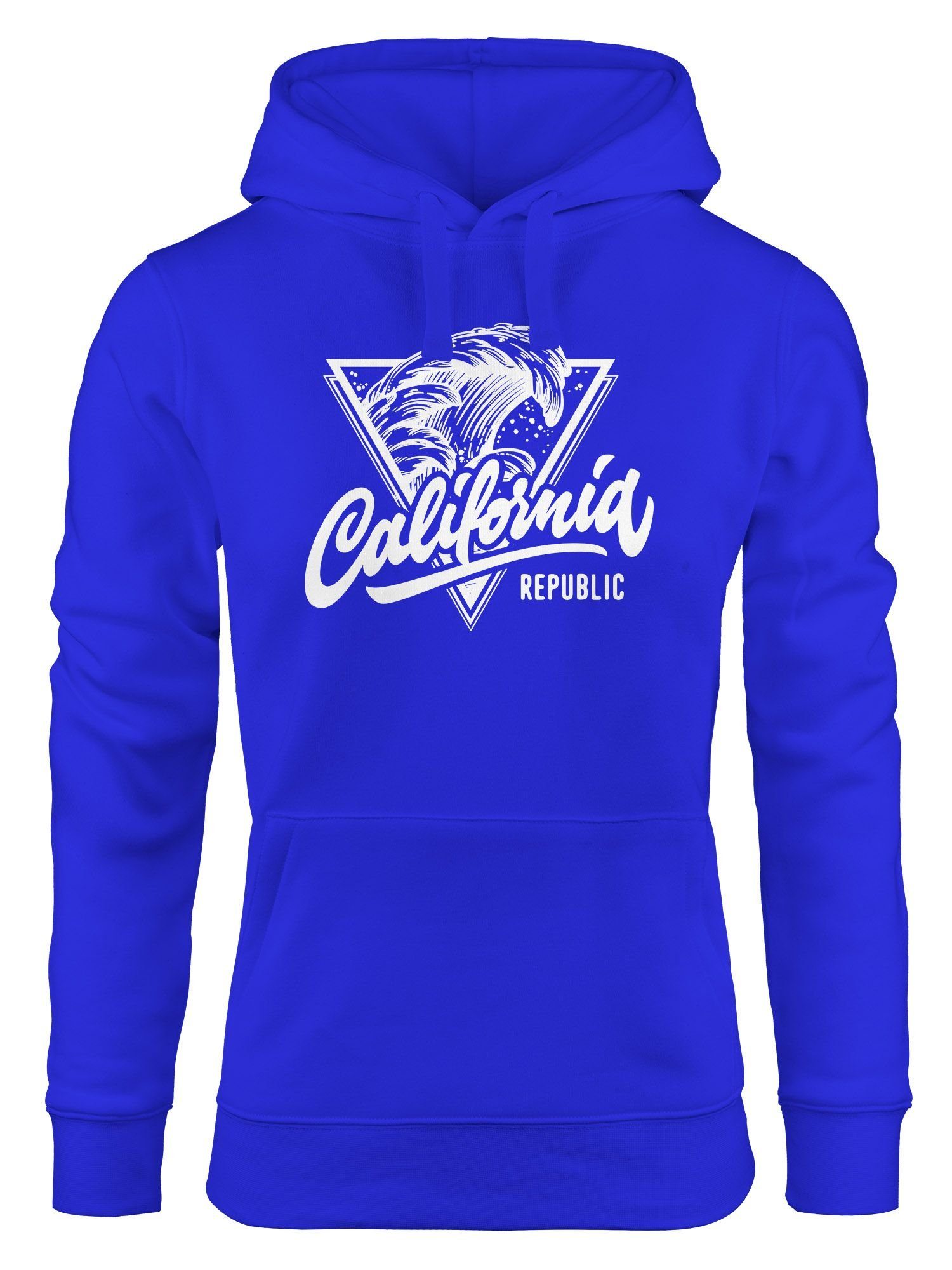 Neverless Hoodie California Republic Kapuzen-Pullover Design Wave Surf Hoodie Damen Neverless® blau | Sweatshirts