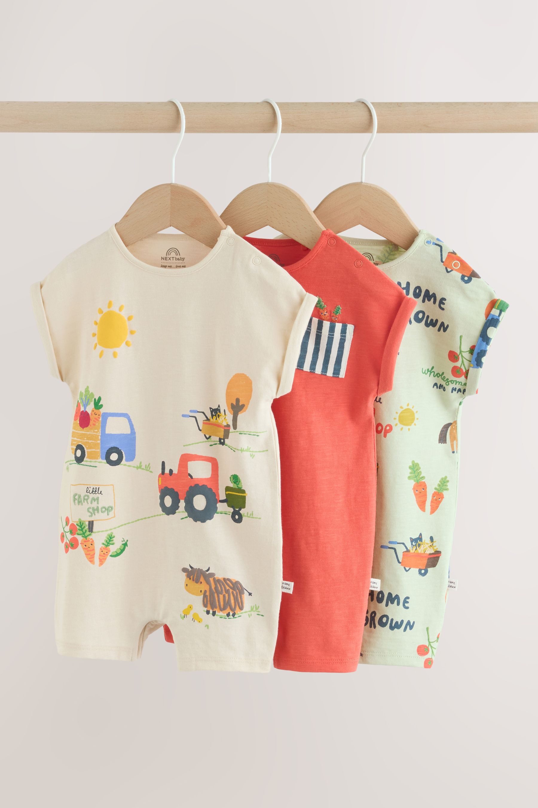 Next Strampler Strampelanzüge aus Jersey, 3er-Pack (3-tlg)