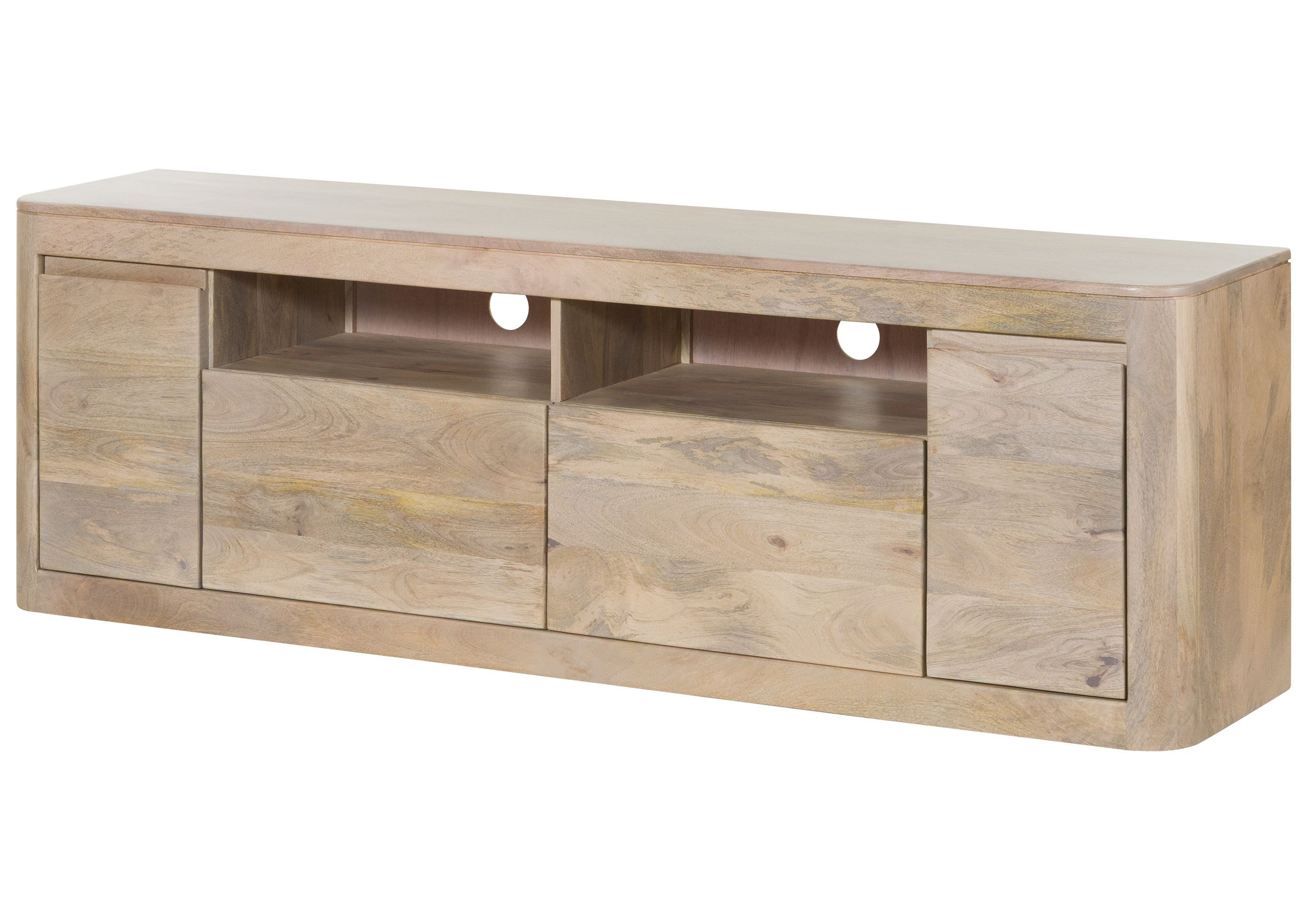 Massivmoebel24 TV-Board TORONTO (Massivholz), Mango 178x40x58 weiß lackiert TORONTO #321