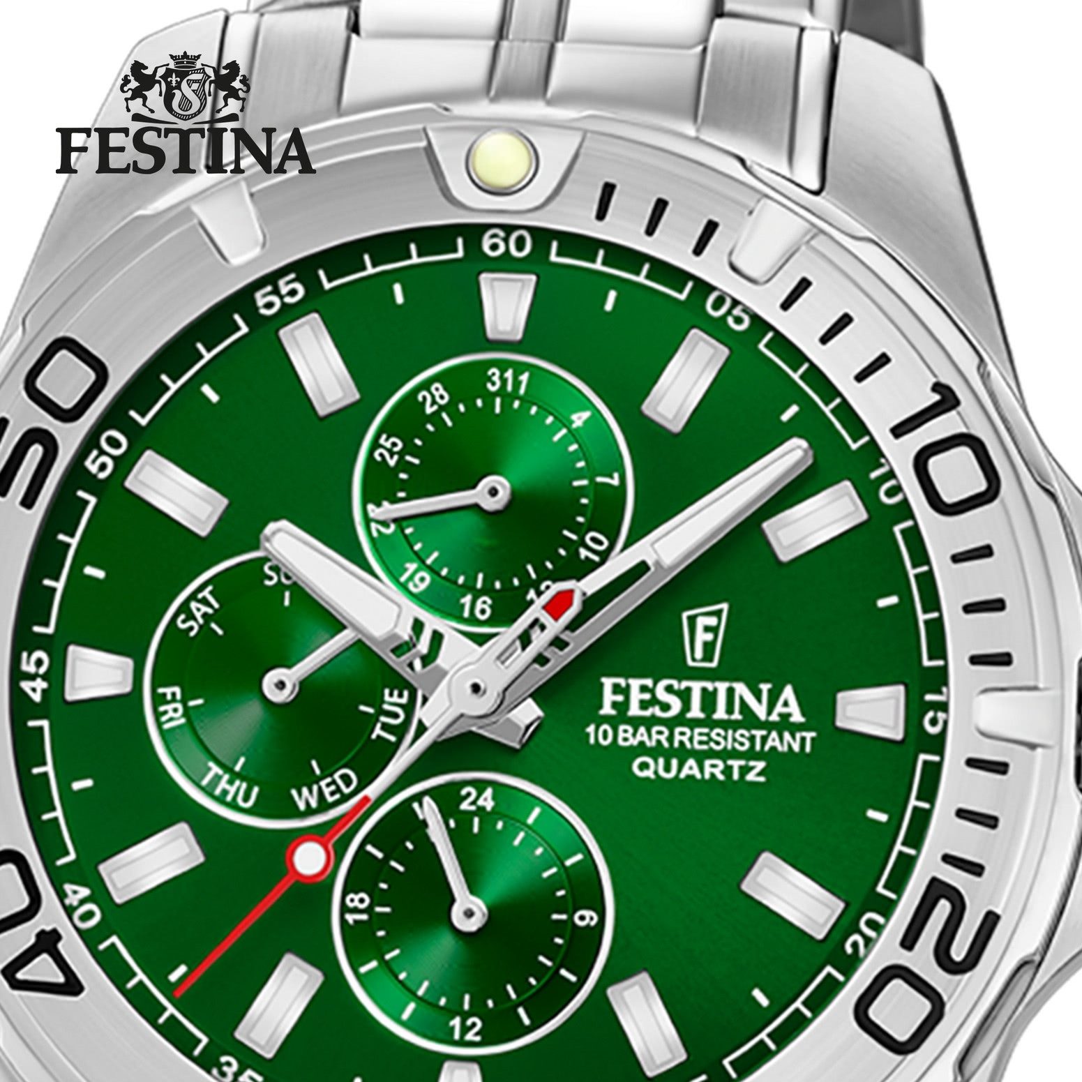 Festina Quarzuhr Festina Herrenuhr Edelstahl silber, (Analoguhr), Herren Armbanduhr rund, Edelstahlarmband silber, Luxus