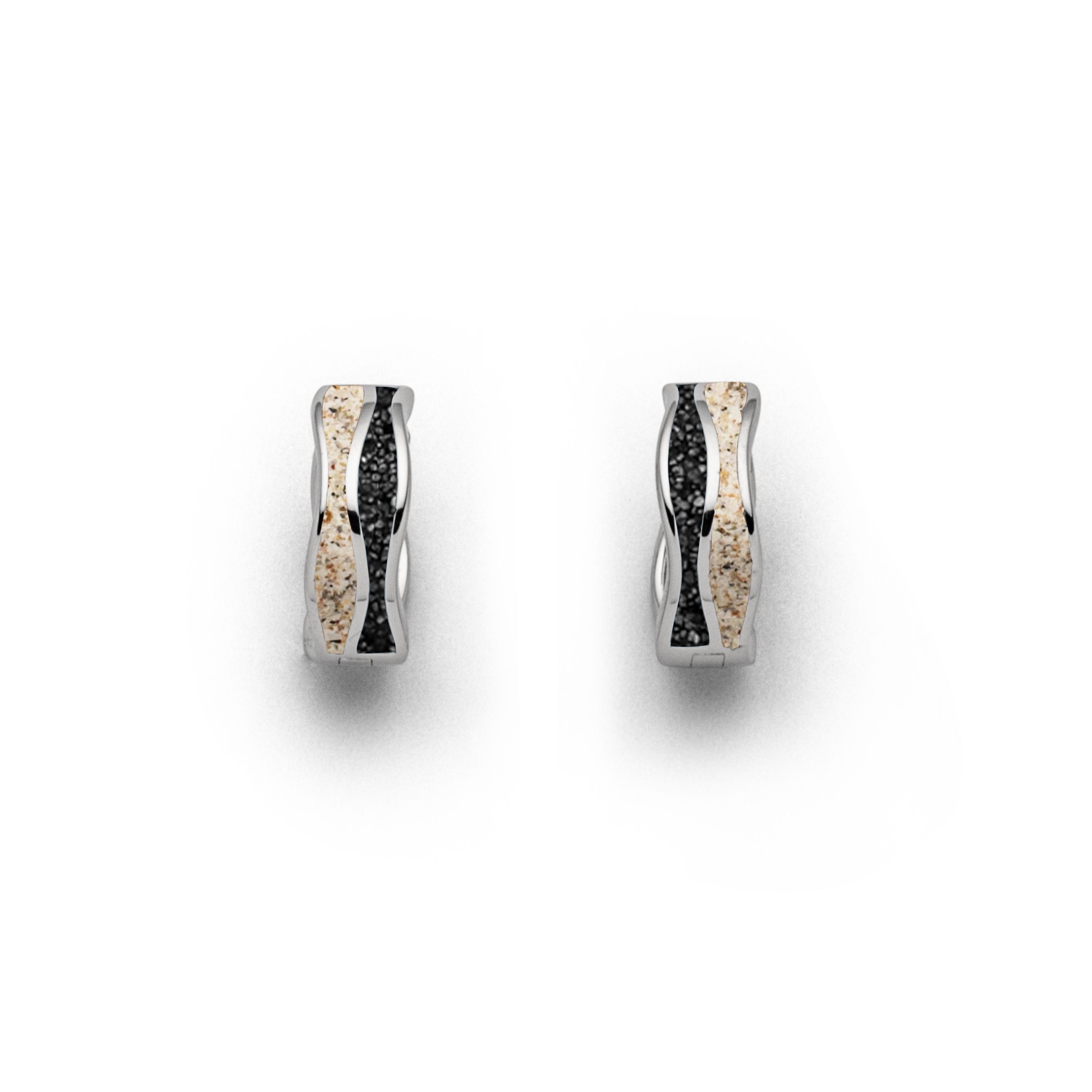 DUR Paar Creolen Strandwellen O5336 Silber Strandsand Lavasand 15 mm maritime Ohrringe