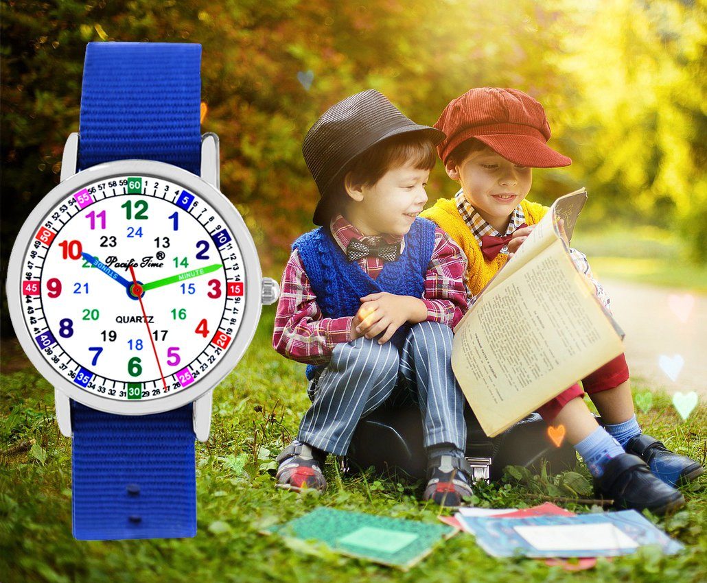 Pacific Time Quarzuhr Kinder Armbanduhr Lernuhr Wechselarmband, Mix und Match Design - Gratis Versand – Bild 5 von 5