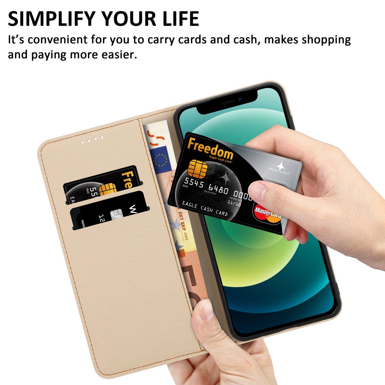 Cadorabo Handyhülle für iPhone 12 MINI Hülle Apple iPhone 12 MINI, Handy Schutzhülle - Hülle, Standfunktion, Kartenfach, Magnetverschluss