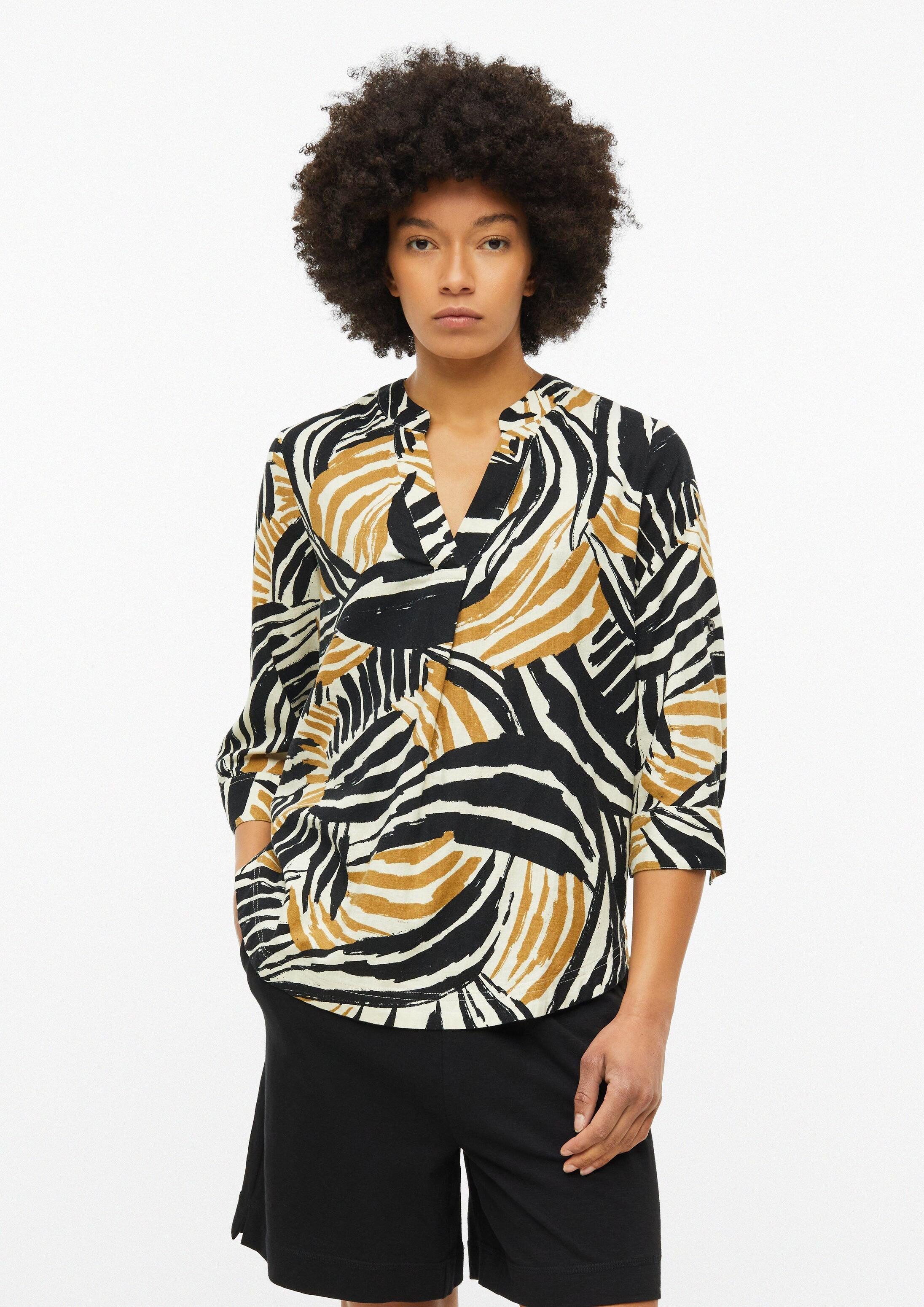 s.Oliver Kurzarmbluse Bluse Leinenmix-Bluse mit Turn-up