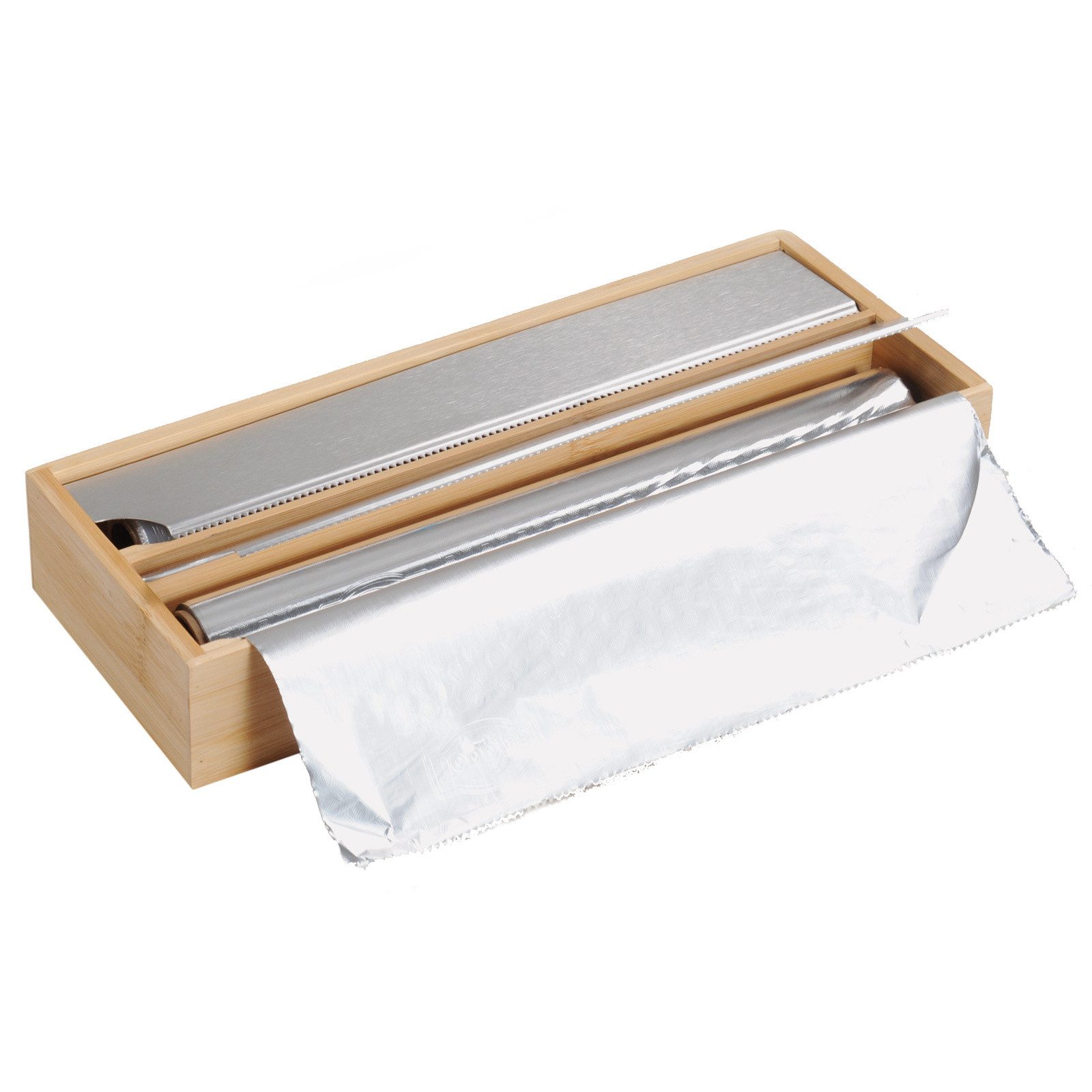 Kesper Allzweckmesser Lebensmittelfolienspender, zwei Fächer, Bambus, 35 x 13 cm
