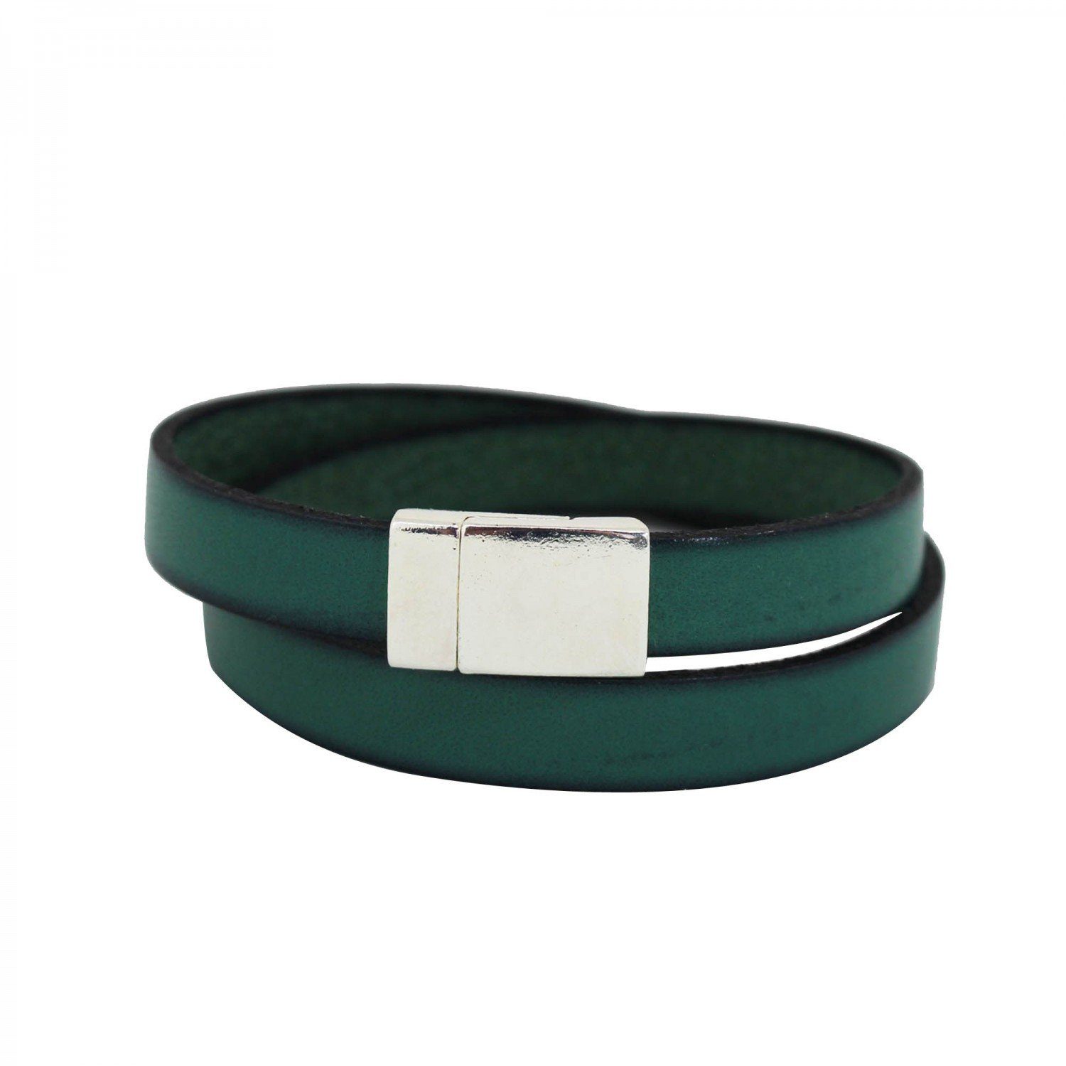 Armband Lederarmband türkis, Magnetverschluss silber